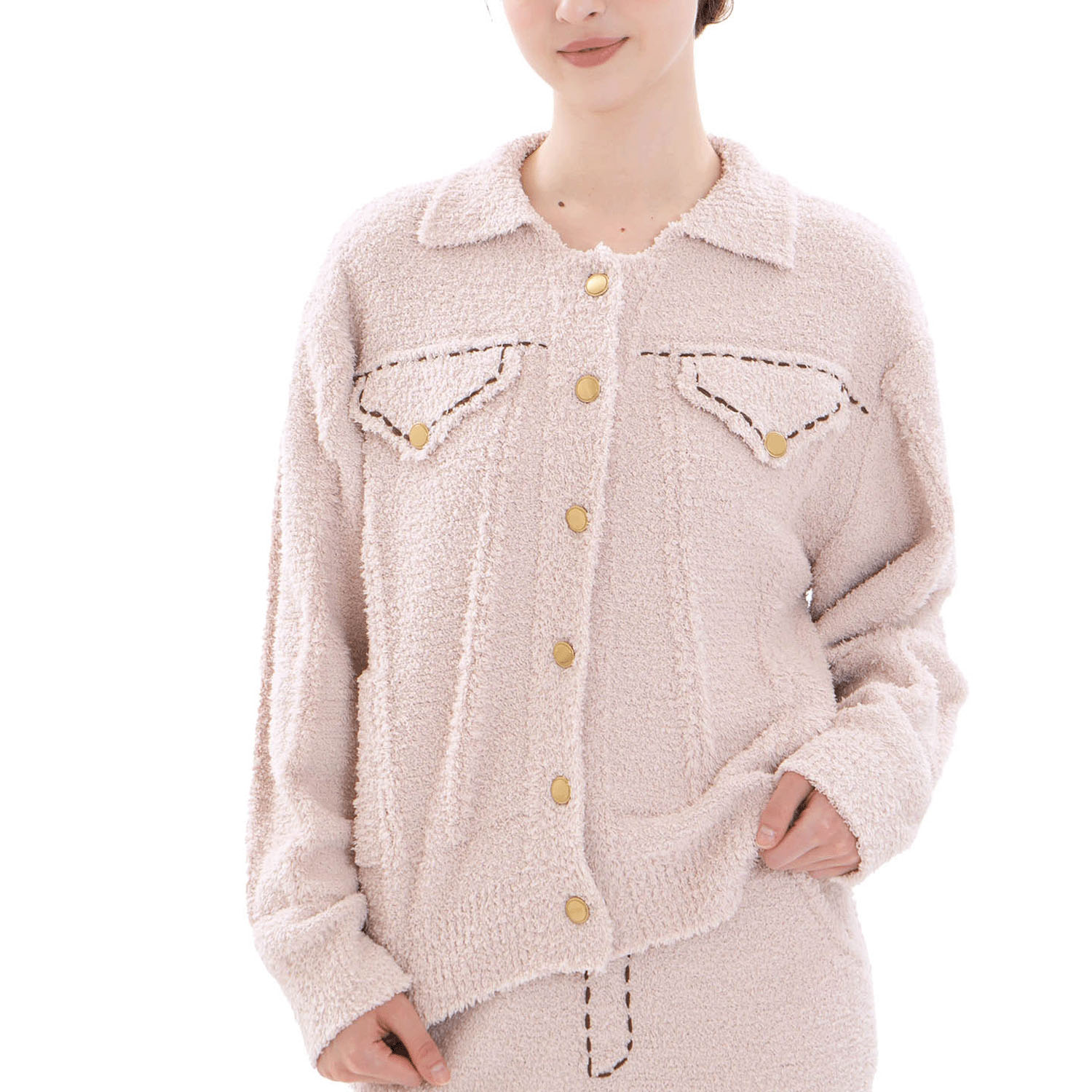 Narue モールニットフラッフィーデニム トップス - 画像3