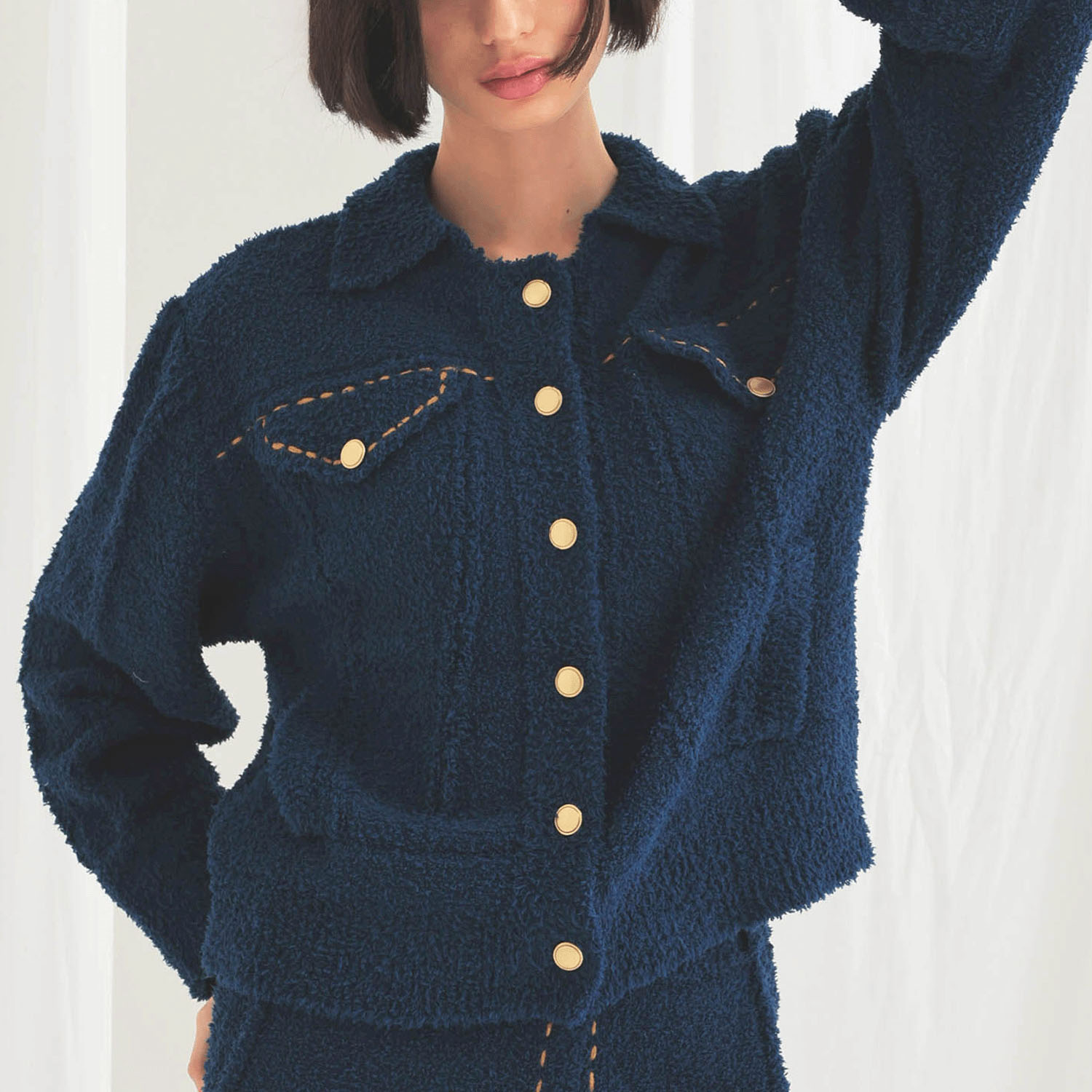 Narue モールニットフラッフィーデニム トップス - 画像9