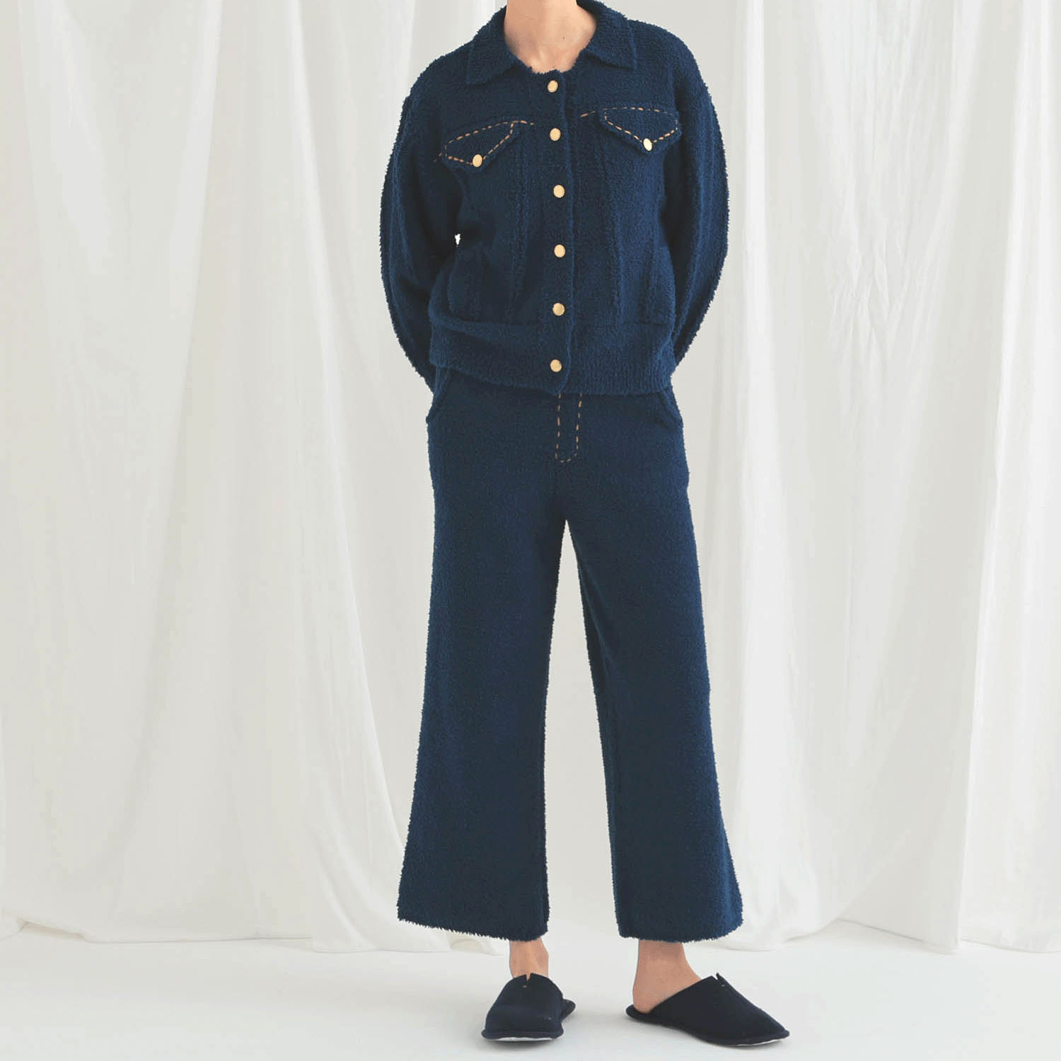 Narue モールニットフラッフィーデニム トップス - 画像10