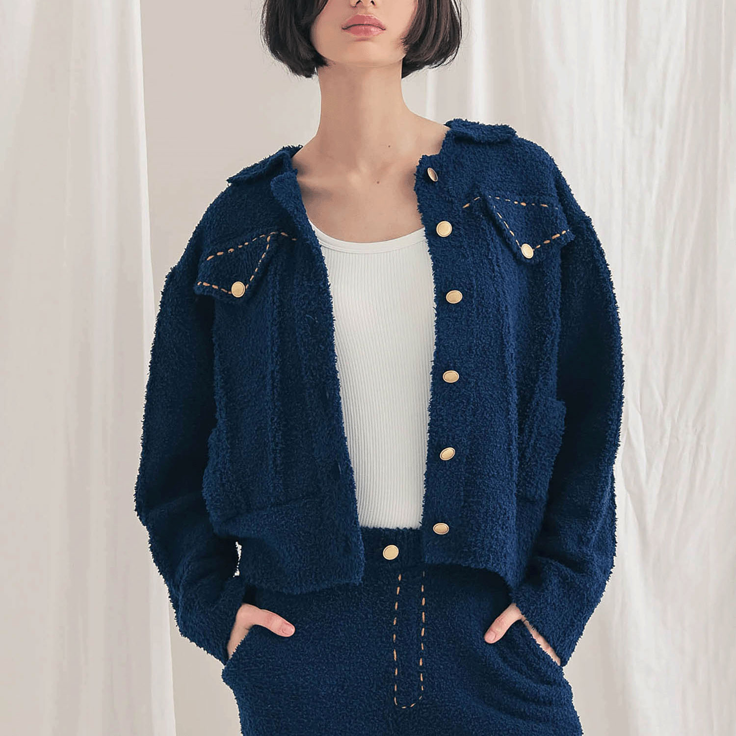 Narue モールニットフラッフィーデニム トップス - 画像1