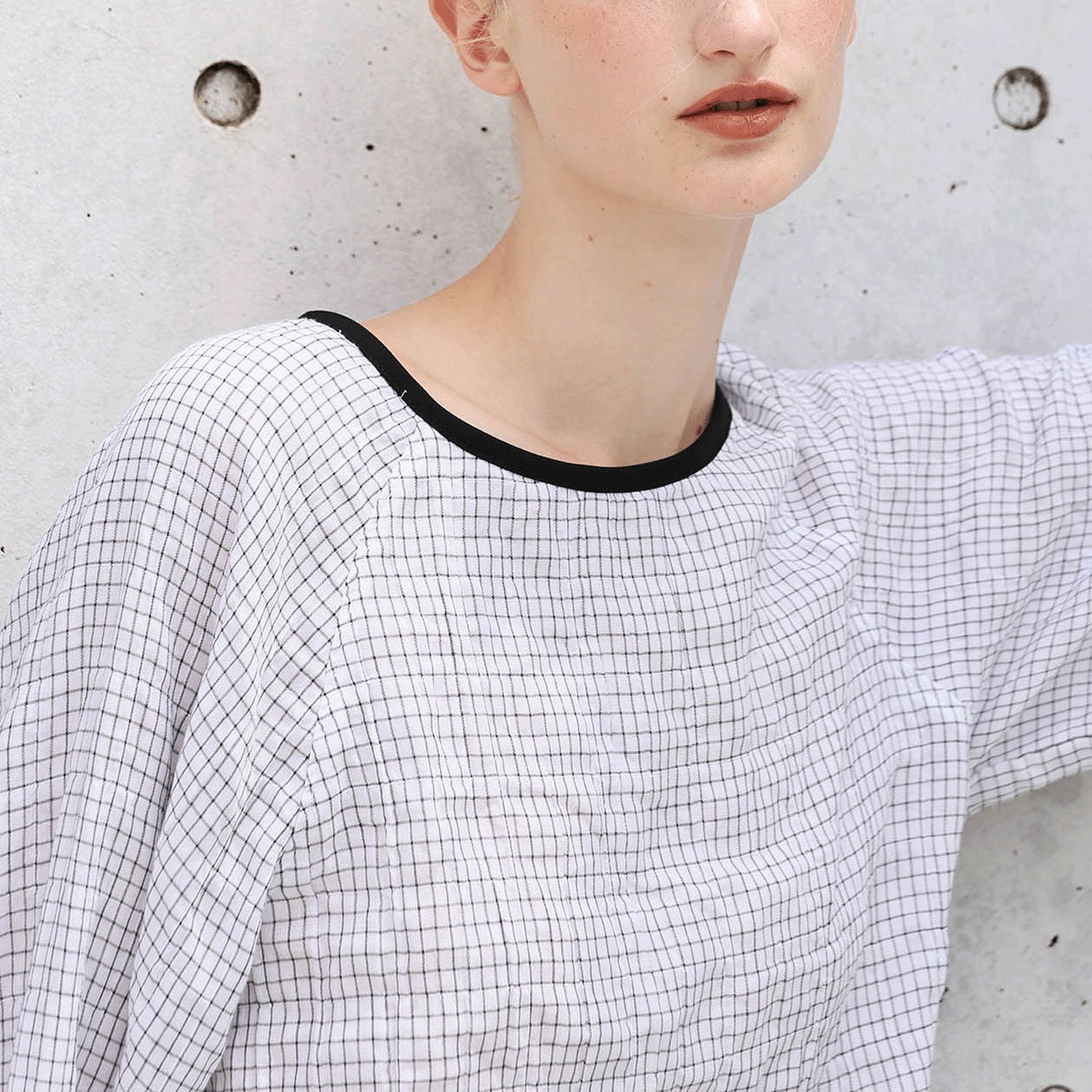 Narue シャーリングダブルガーゼラインチェックセットアップ - 画像4