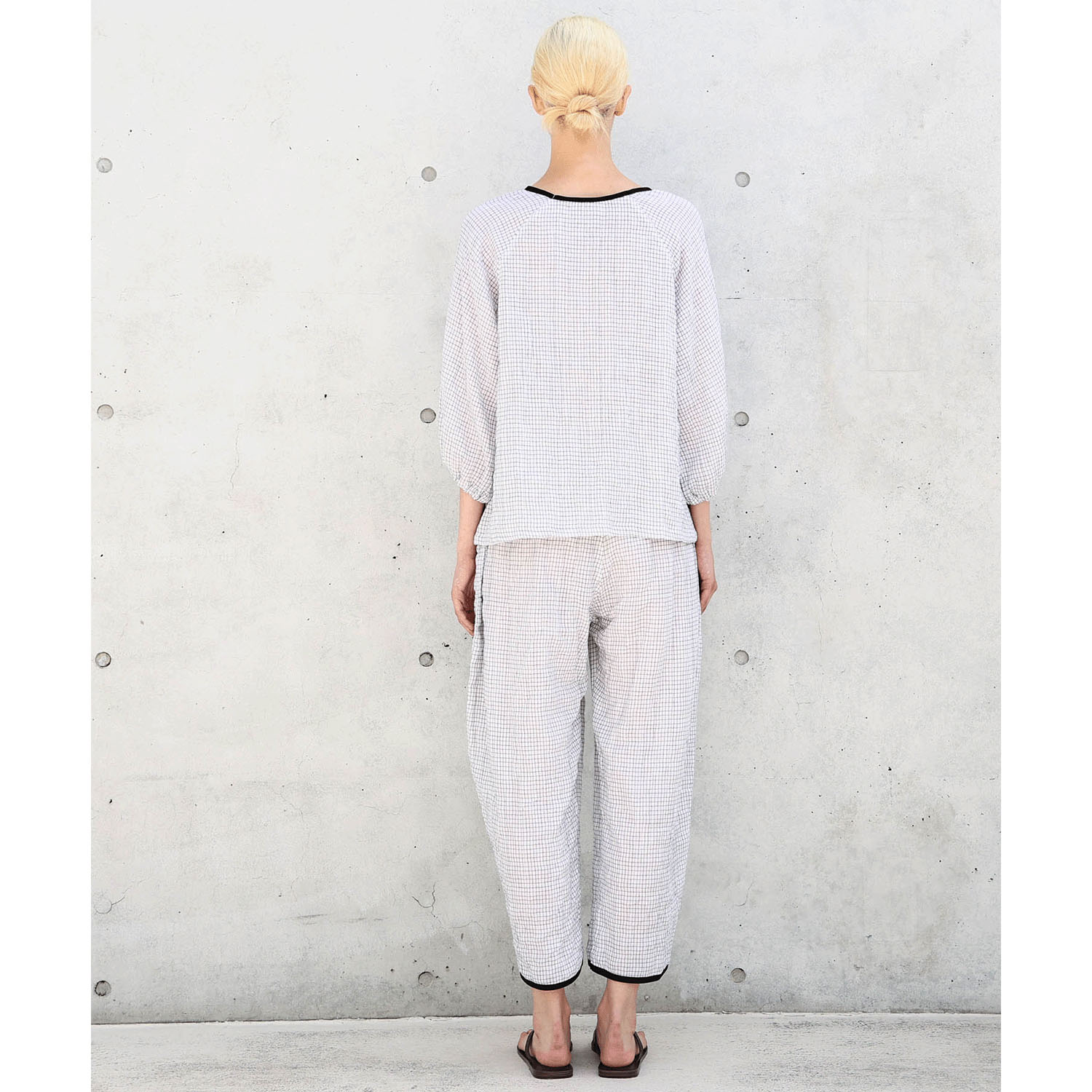 Narue シャーリングダブルガーゼラインチェックセットアップ - 画像7