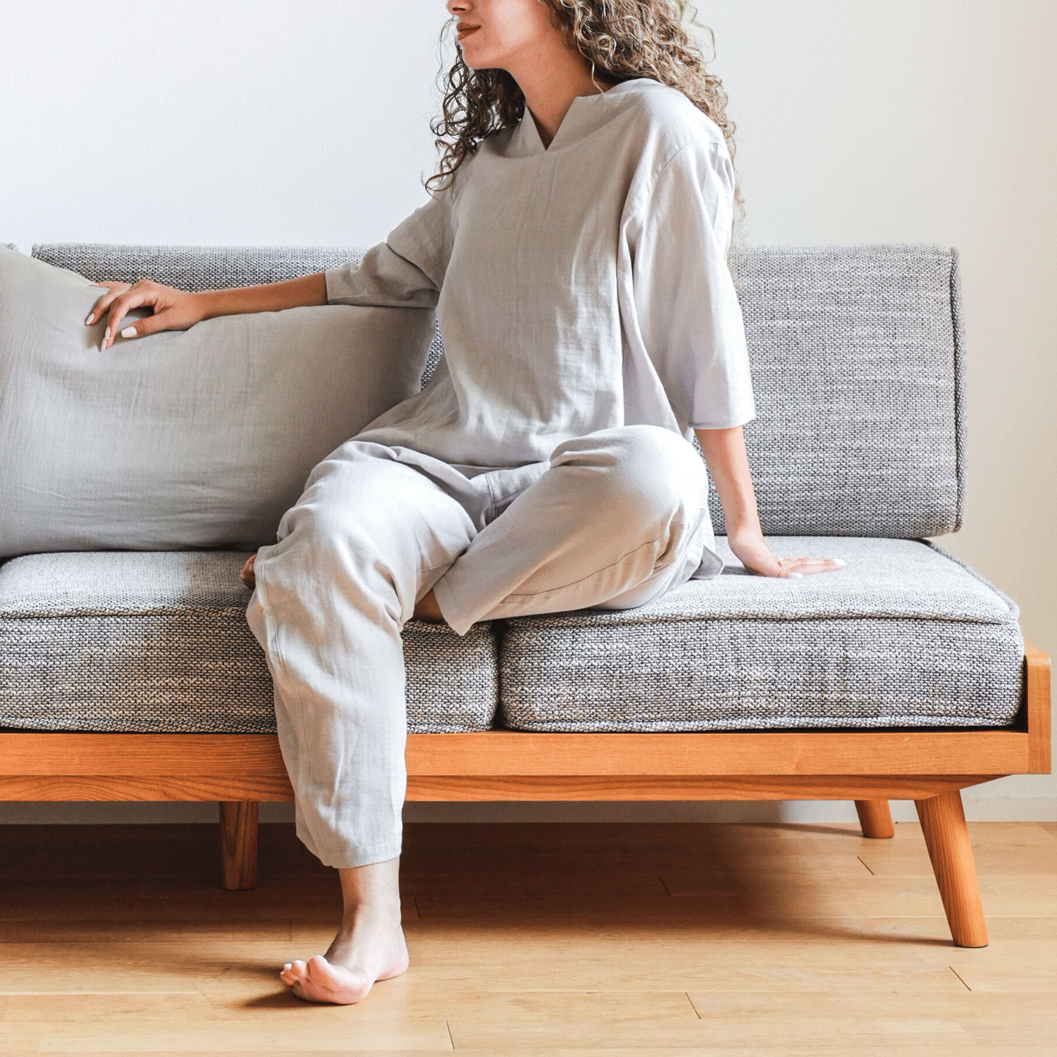 着る保湿クリーム キーネック7分袖パジャマ×ピロケースセット - 画像2