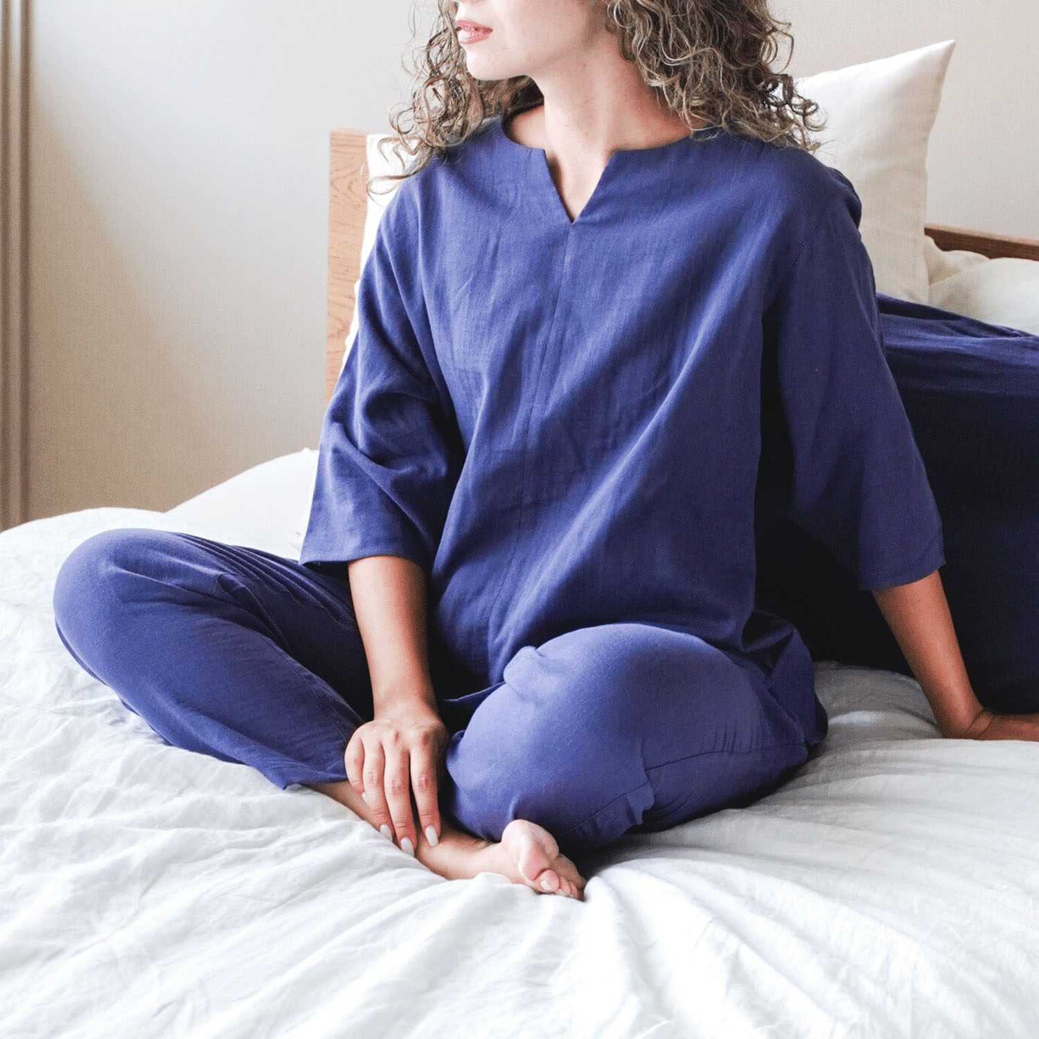 着る保湿クリーム キーネック7分袖パジャマ×ピロケースセット