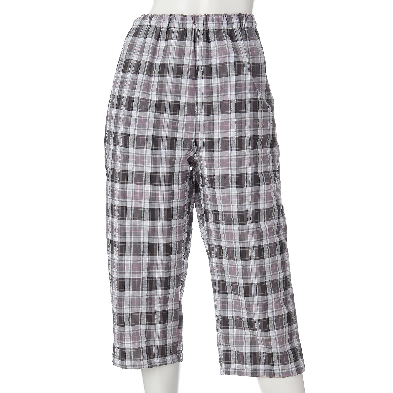 婦人 先染サッカー格子パンツ - 画像1