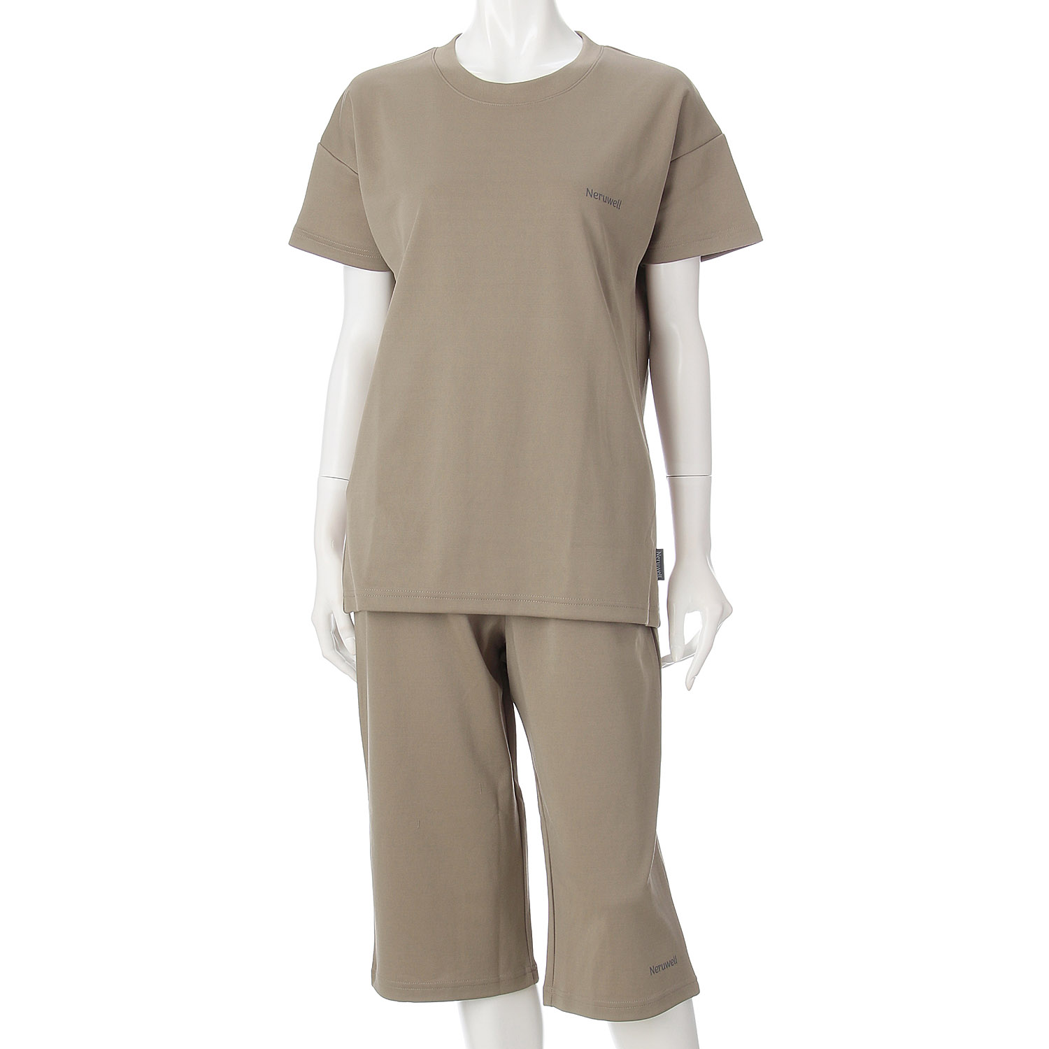 Neruwell（ネルウェル）婦人ダンボール無地 半袖6分丈パンツセットアップ - 画像5