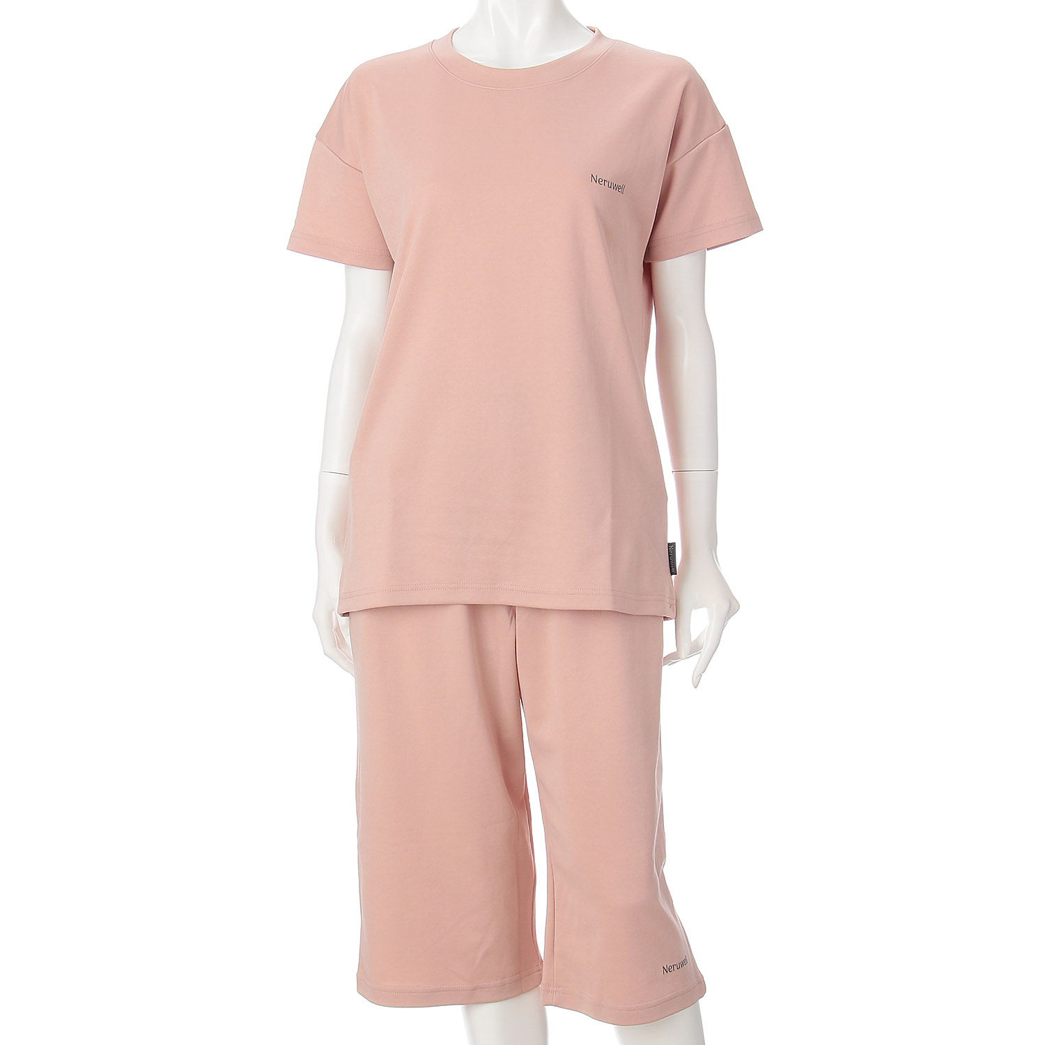Neruwell（ネルウェル）婦人ダンボール無地 半袖6分丈パンツセットアップ - 画像1
