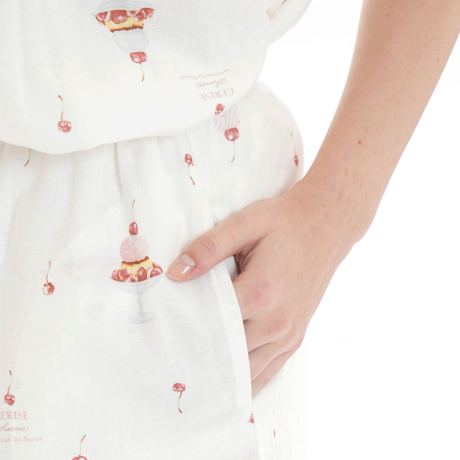 Narue コットンダブルガーゼチェリースイーツフリルパジャマ - 画像6