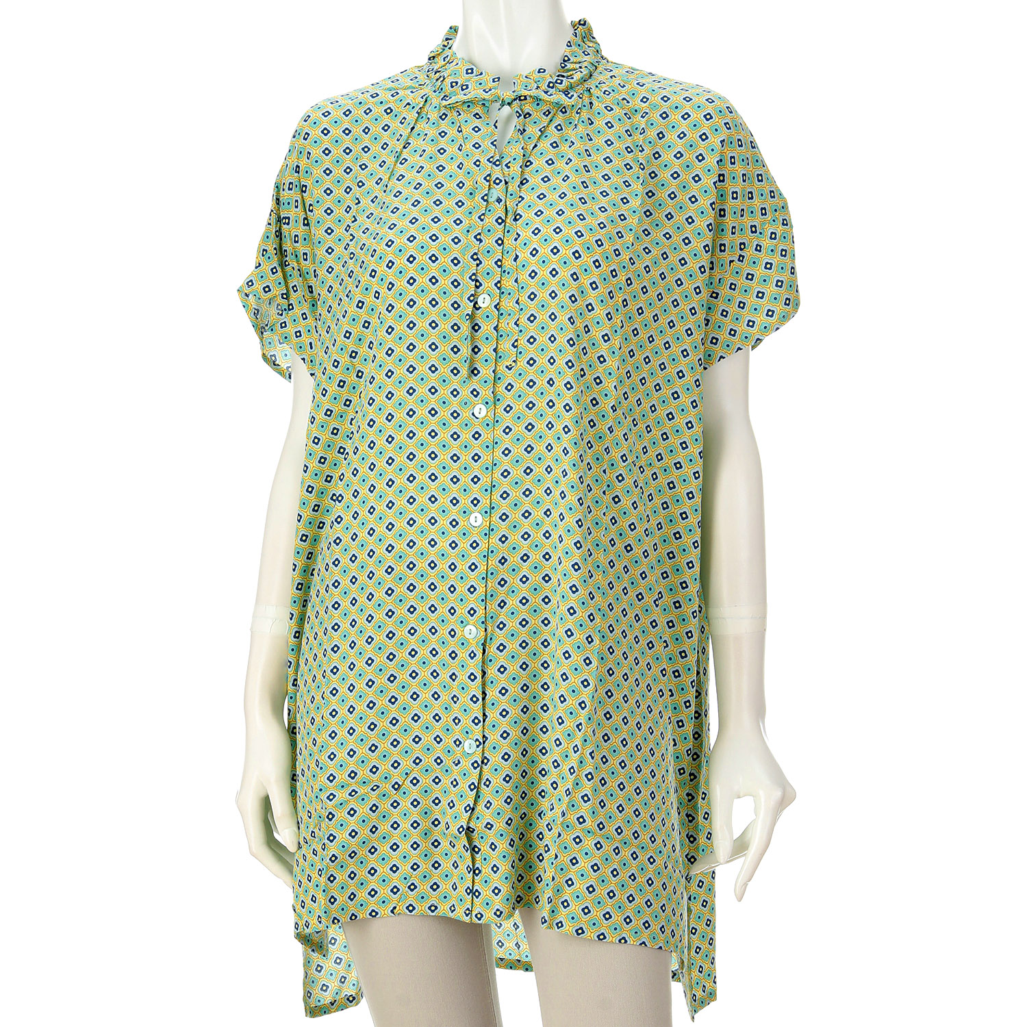 レーヨンプロバンス柄前開きチュニックワンピース - 画像6