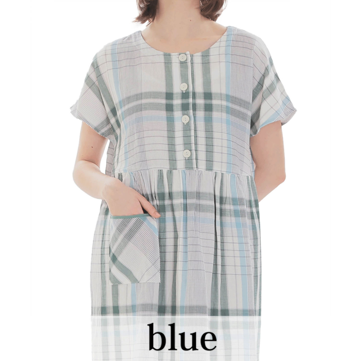 Narue ダブルガーゼチェックワンピース - 画像16