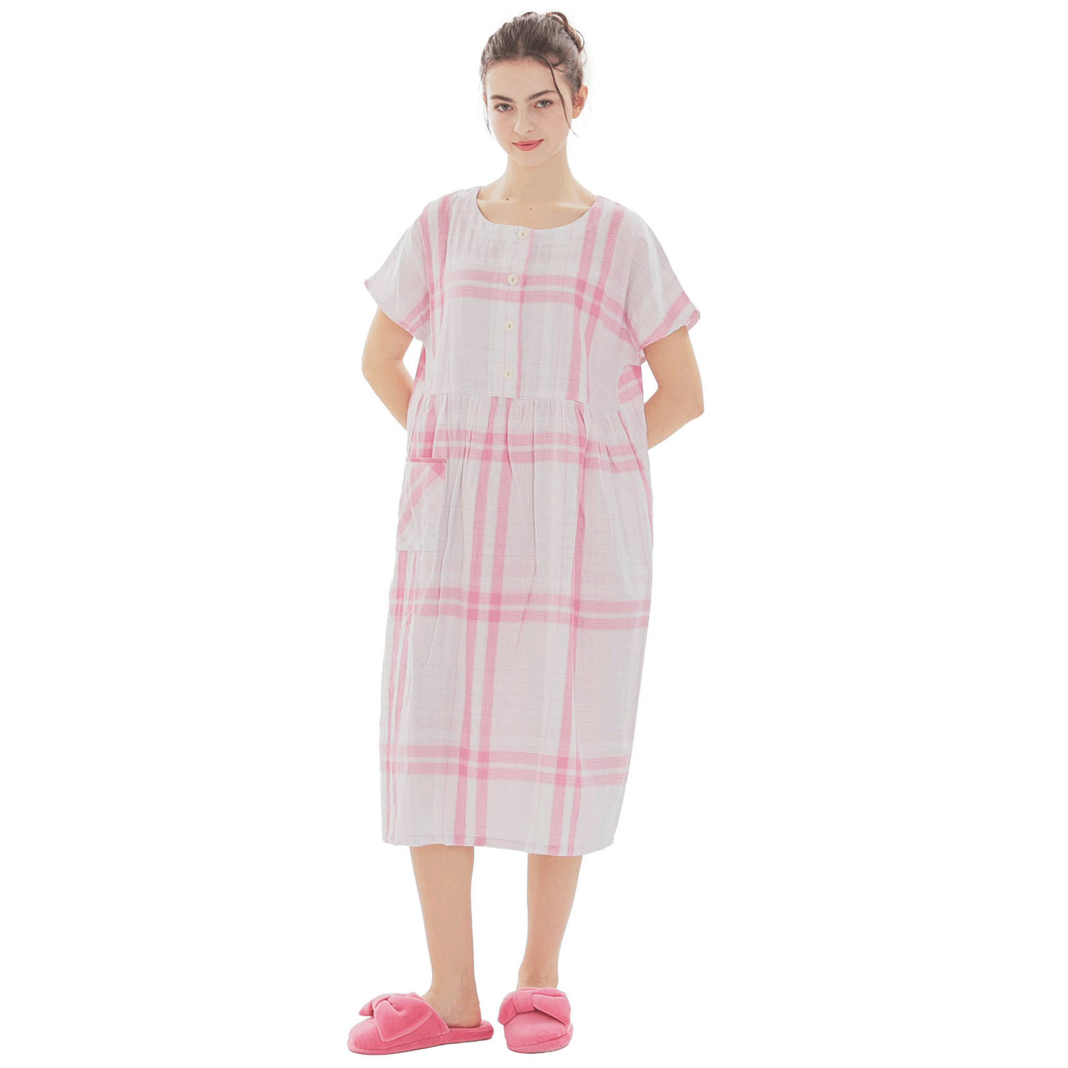 Narue ダブルガーゼチェックワンピース - 画像10