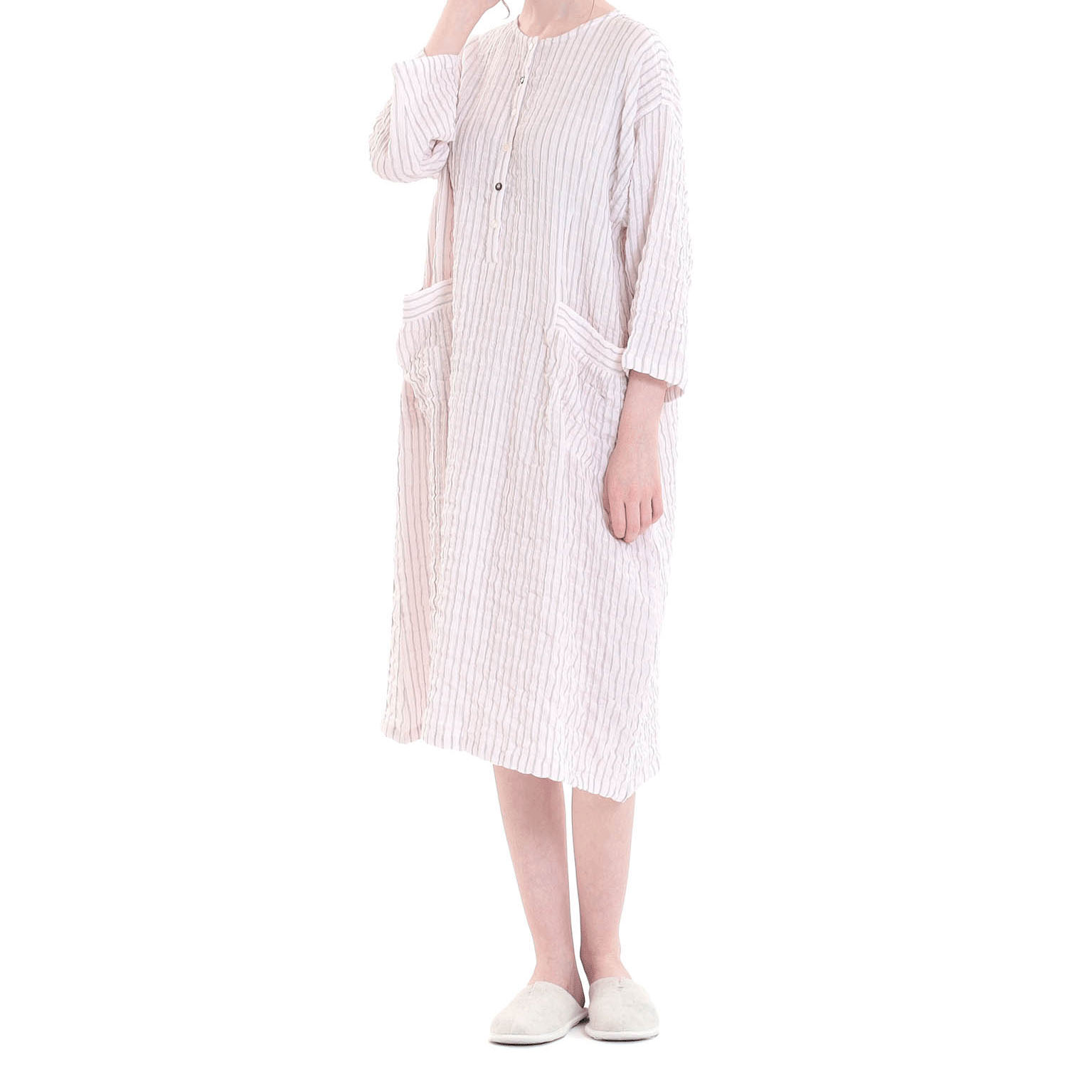 Narue シャーリングダブルガーゼストライプワンピース - 画像11