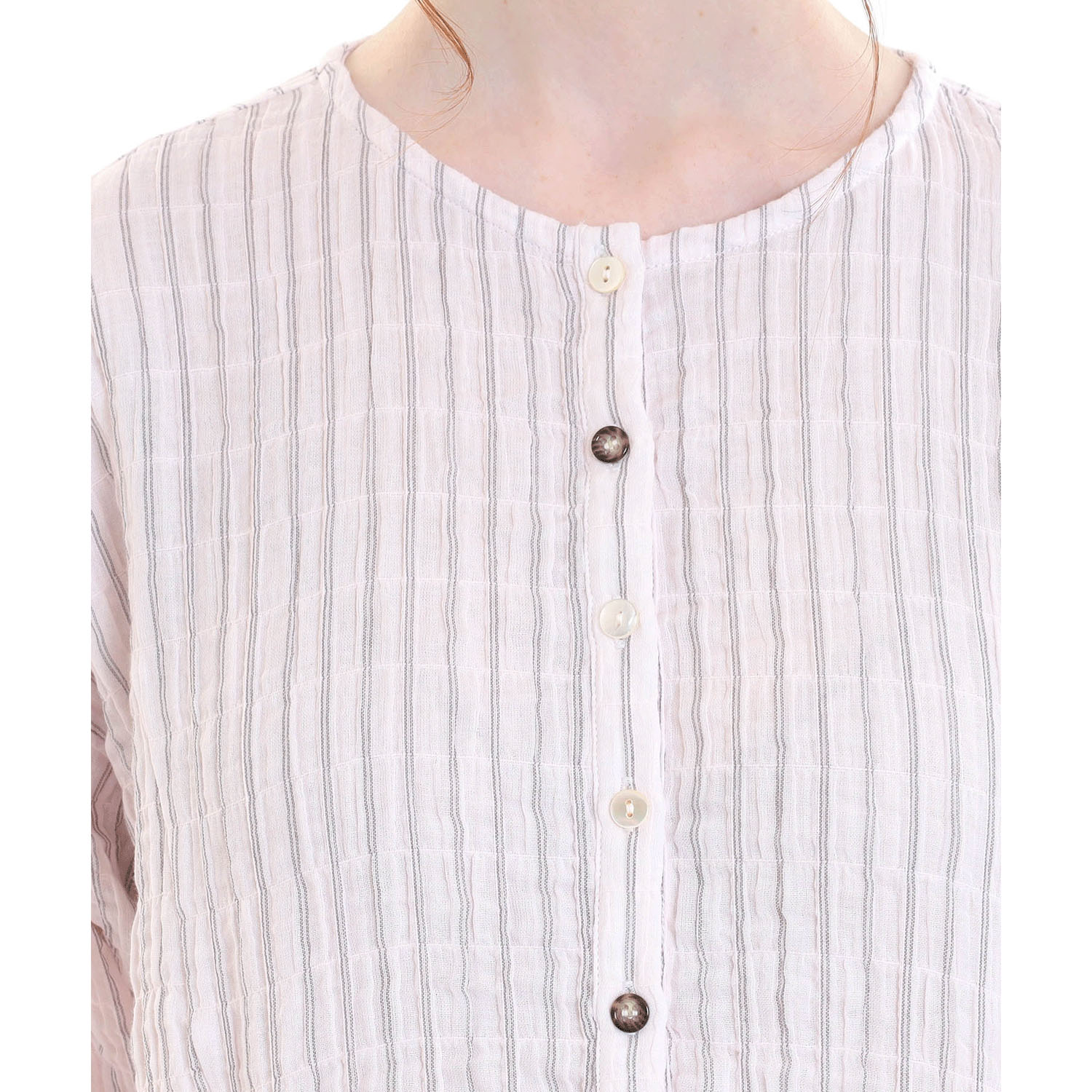 Narue シャーリングダブルガーゼストライプワンピース - 画像12