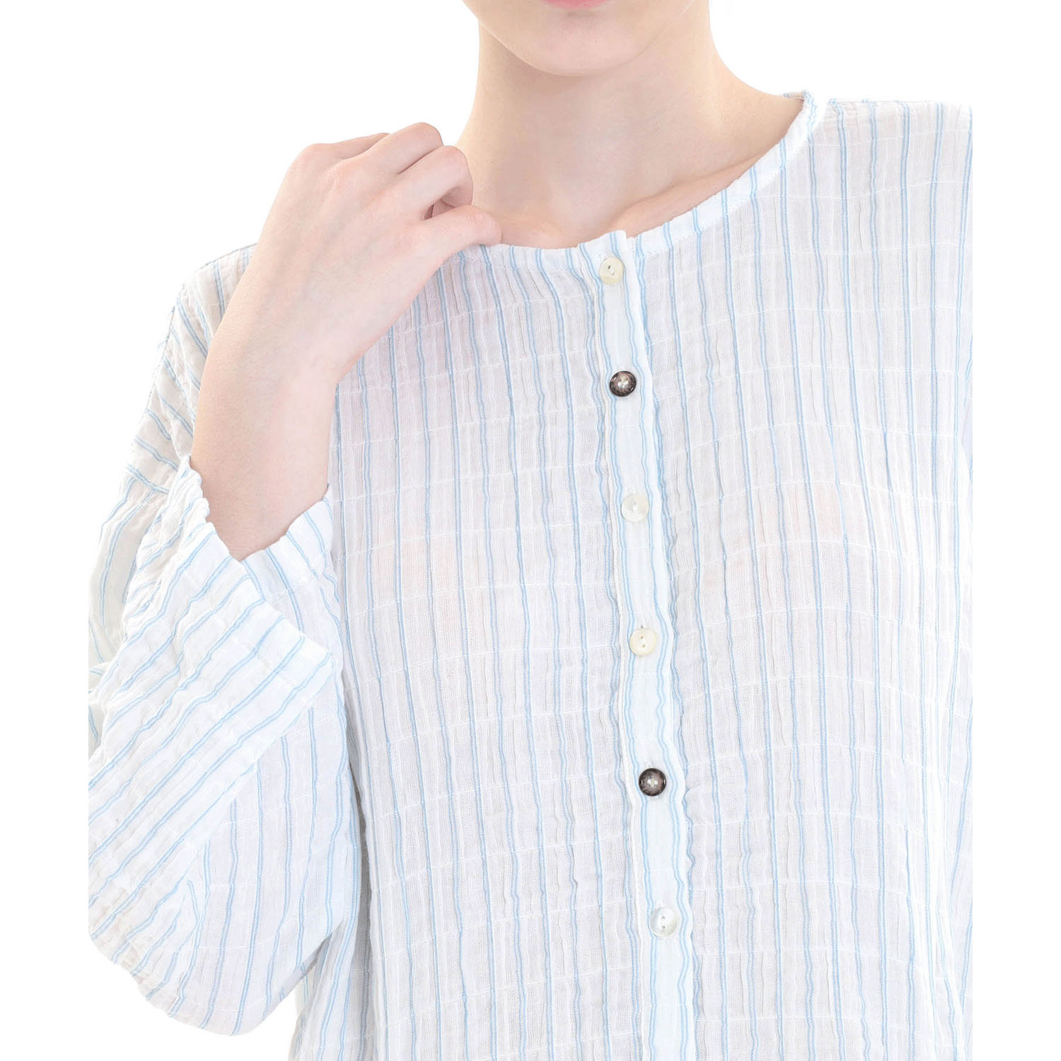 Narue シャーリングダブルガーゼストライプワンピース - 画像5