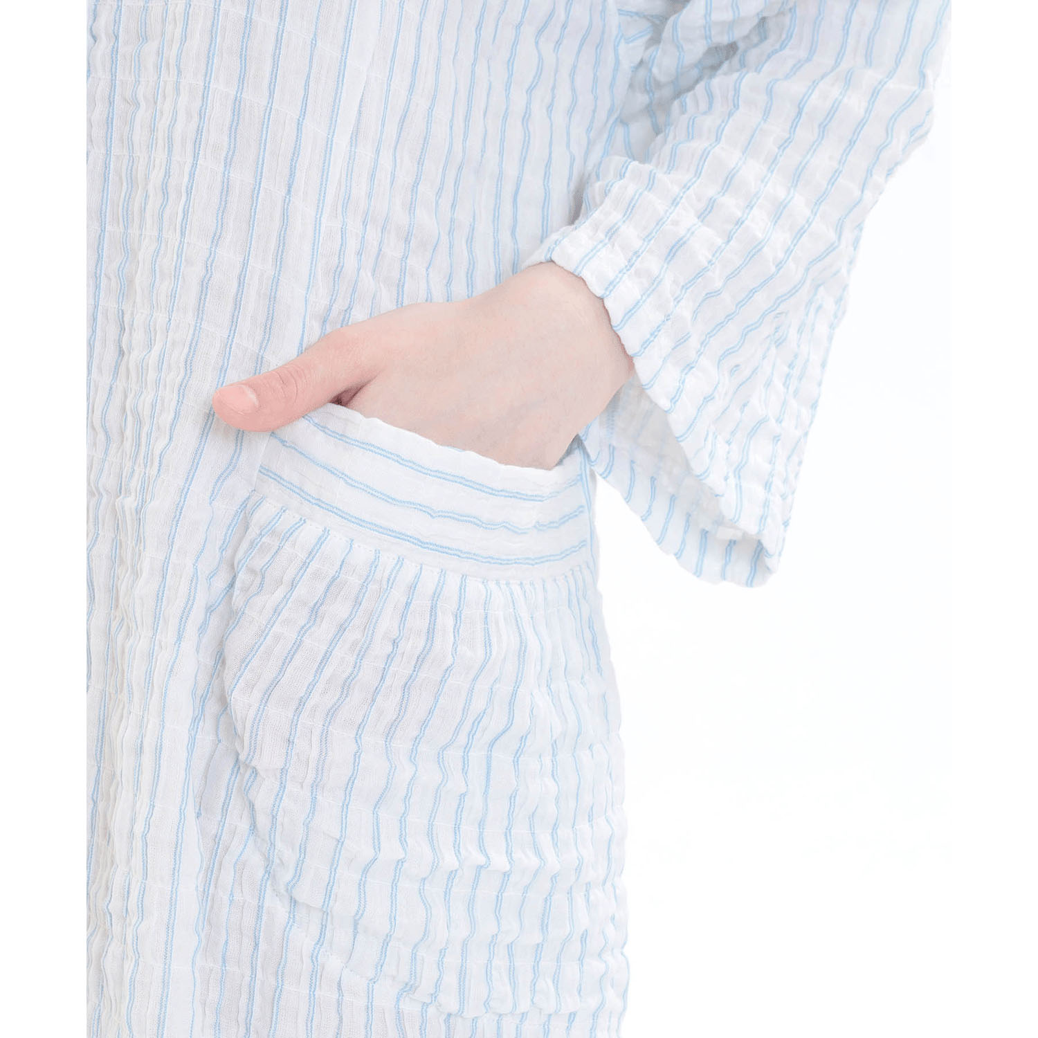 Narue シャーリングダブルガーゼストライプワンピース - 画像6