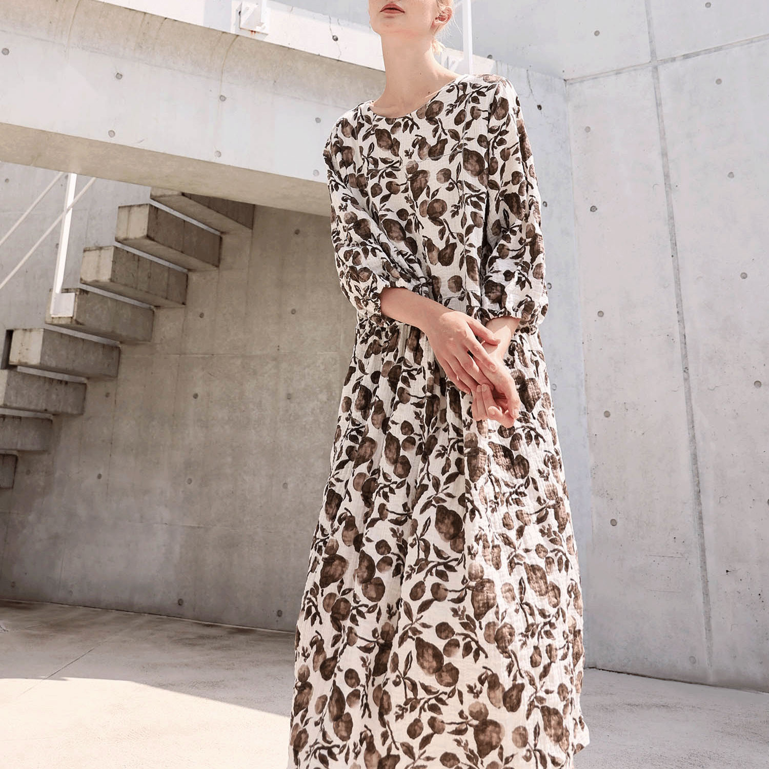 Narue シャーリングダブルガーゼポワールワンピース - 画像2