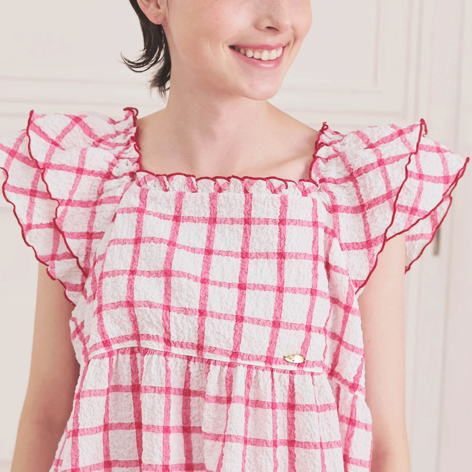 Narue シャーリングボイルガーリーチェックワンピース - 画像11