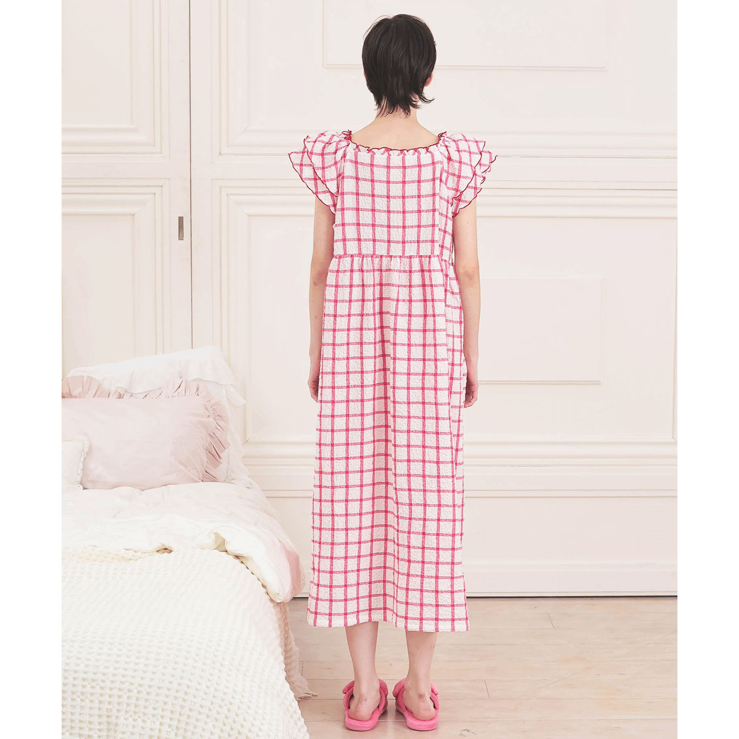 Narue シャーリングボイルガーリーチェックワンピース - 画像14