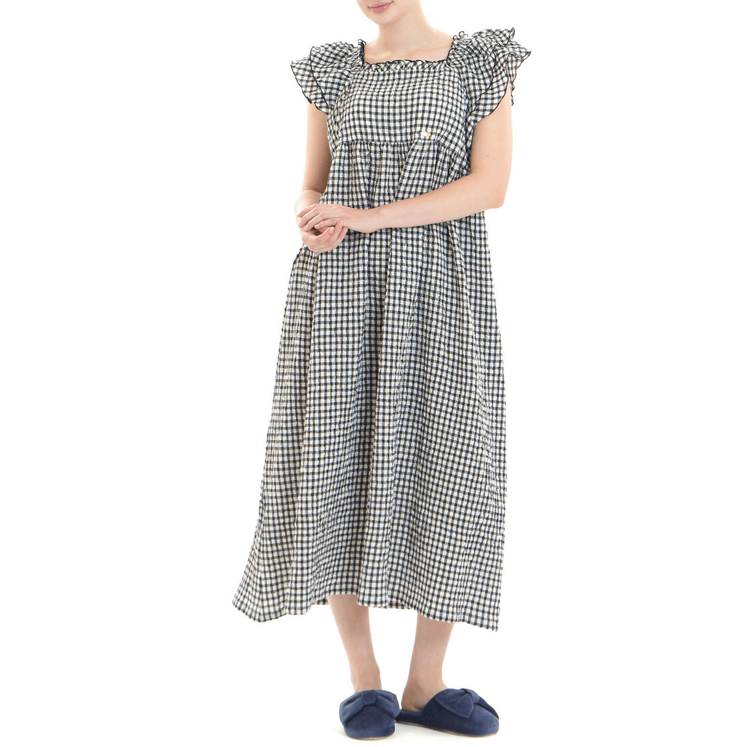 Narue シャーリングボイルガーリーチェックワンピース - 画像3