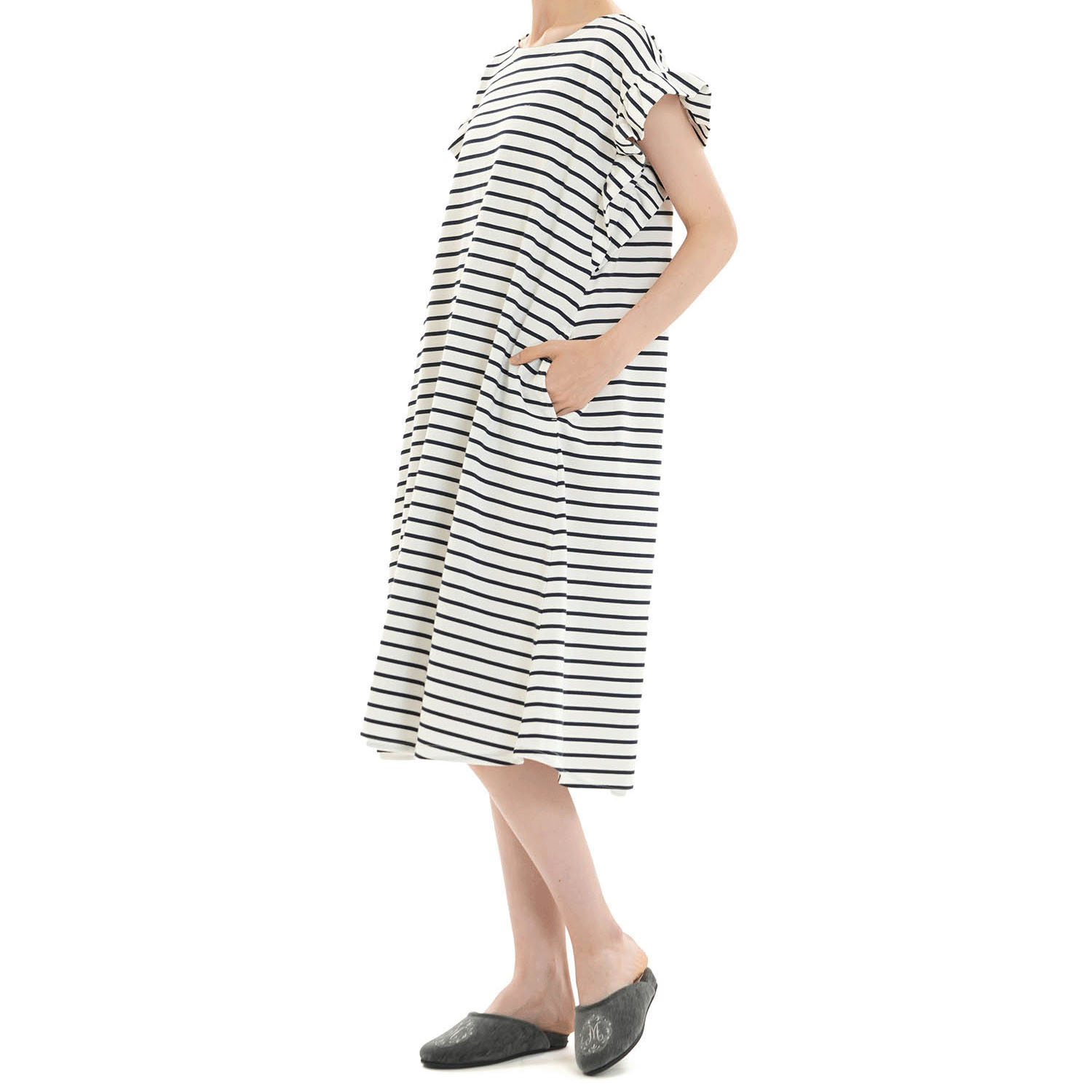 Narue シルケット天竺ボーダーワンピース - 画像9