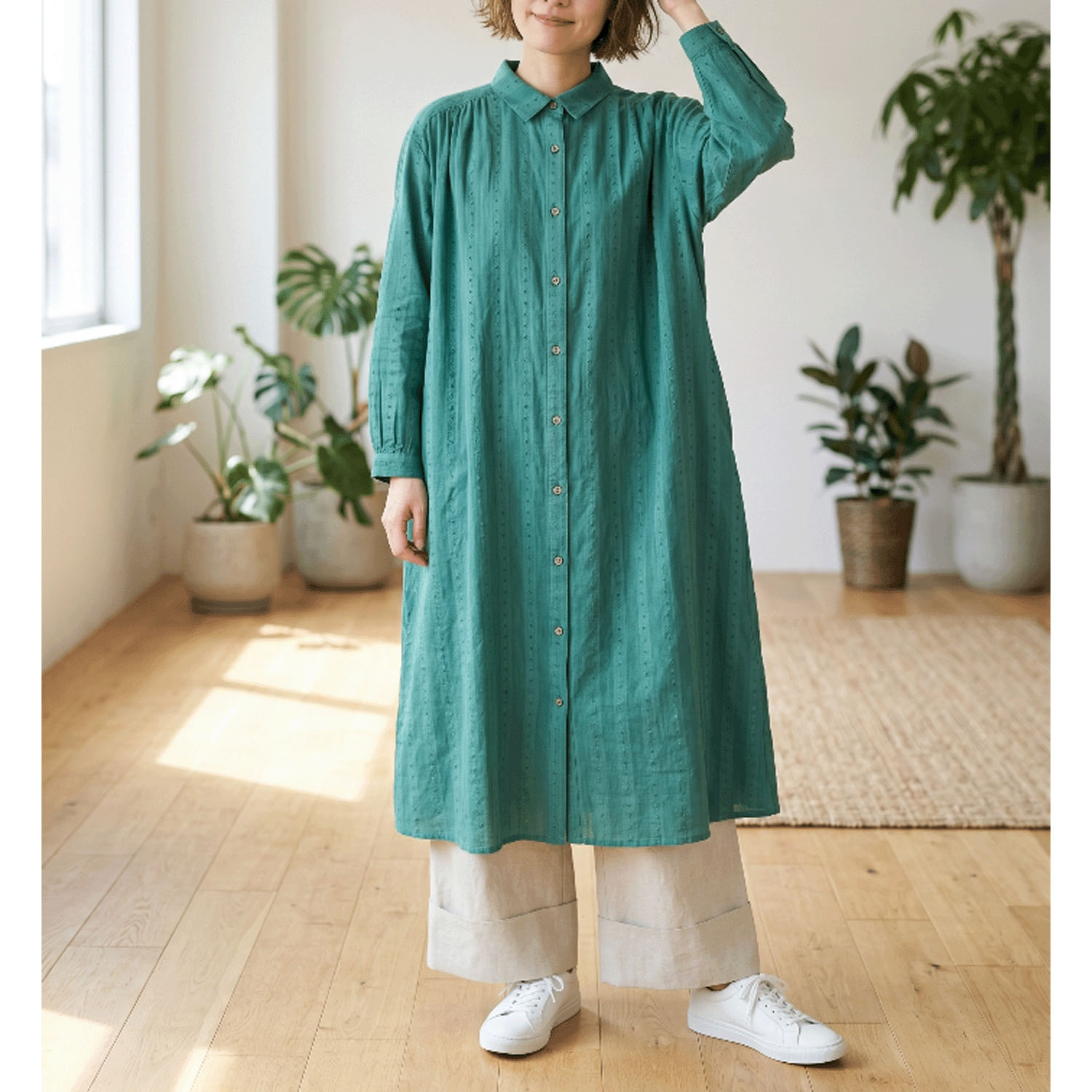 綿ドビーシャツワンピース - 画像2