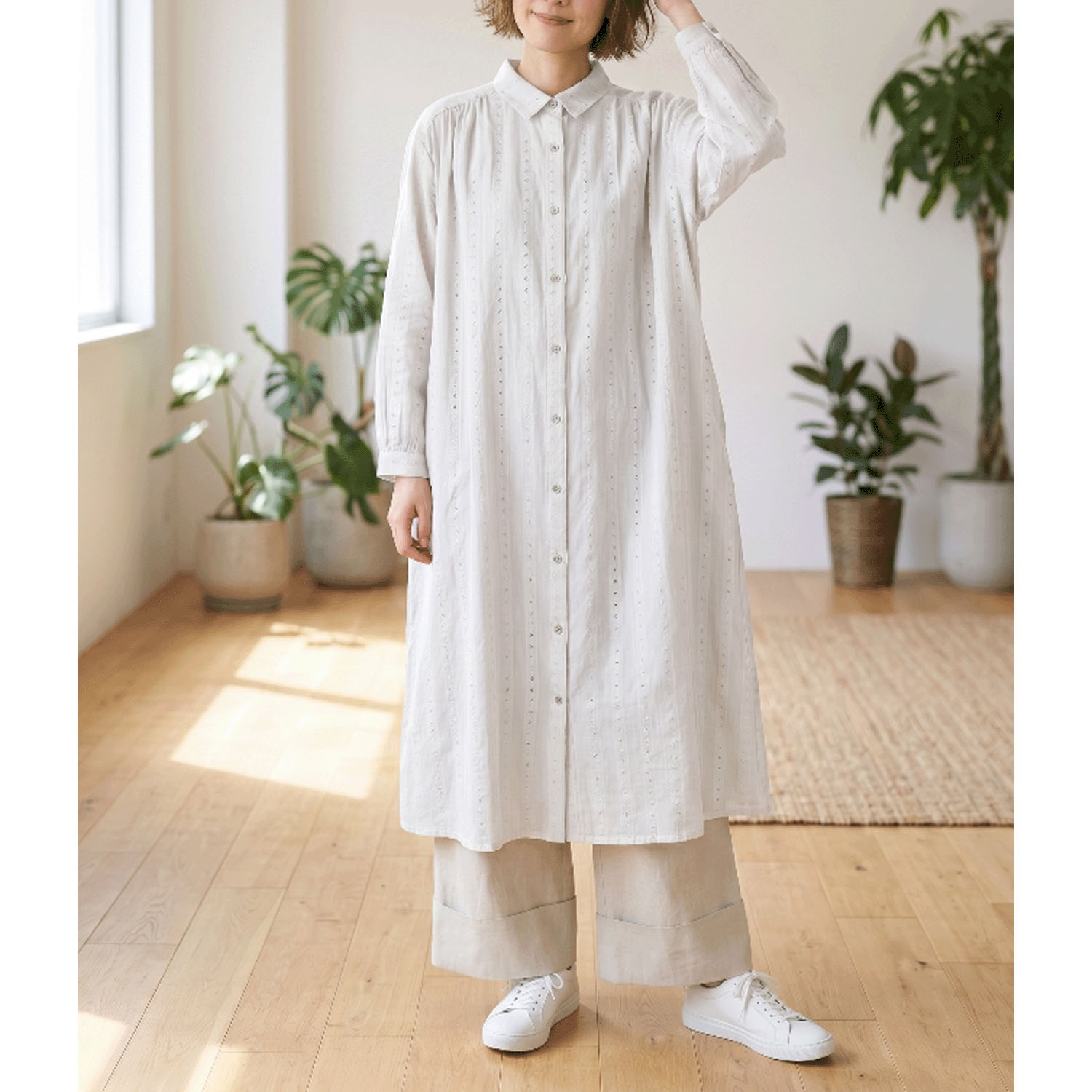 綿ドビーシャツワンピース - 画像1