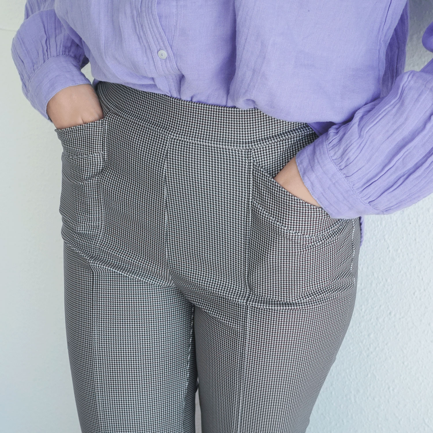 フィットパンツ 千鳥柄