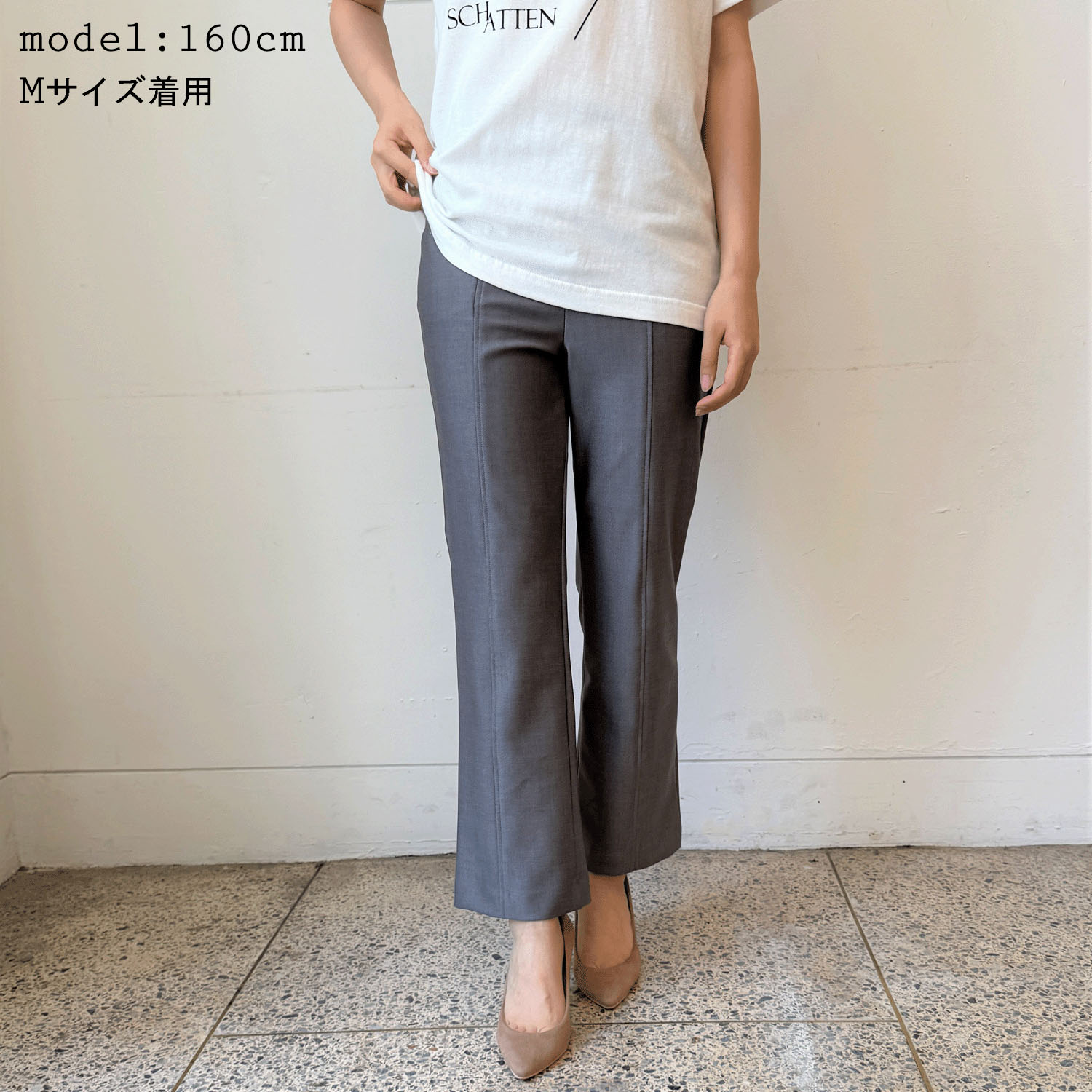 フィットパンツ通年素材 デニムプリント 股下65cm丈 - 画像1