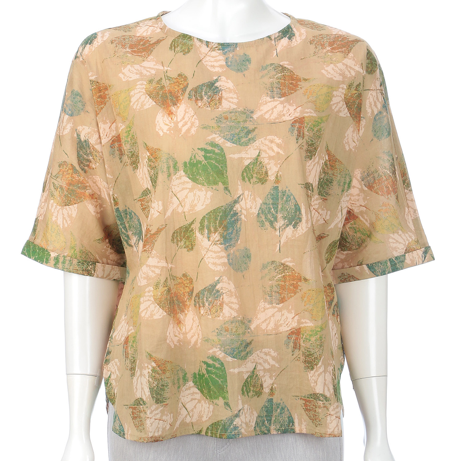 コットンボイル葉柄プリントブラウス - 画像4