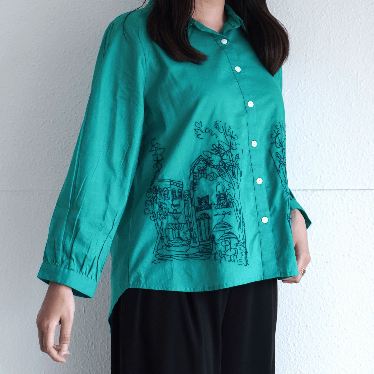 綿キャンブリック刺しゅうブラウス - 画像2