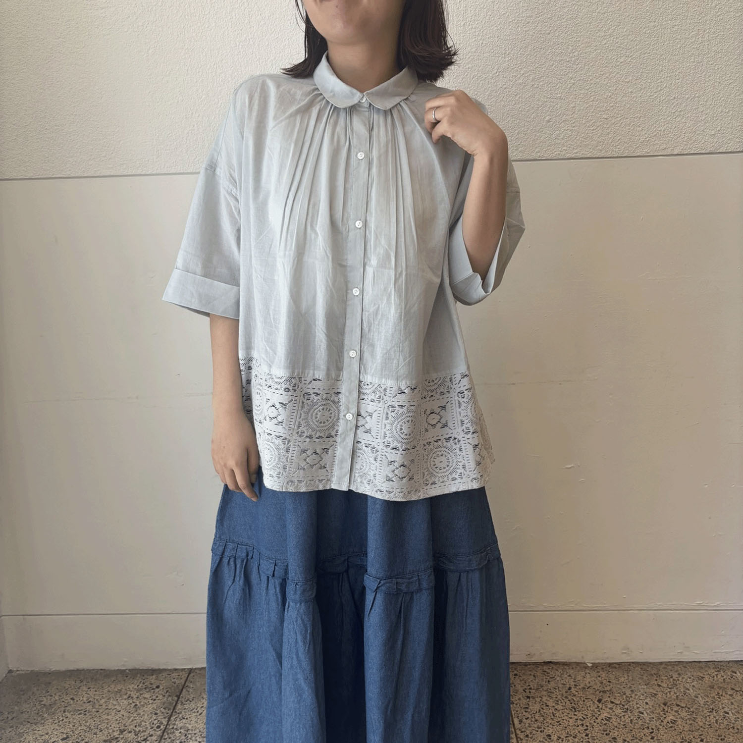 【LUPILIEN】 レース切替シャツ