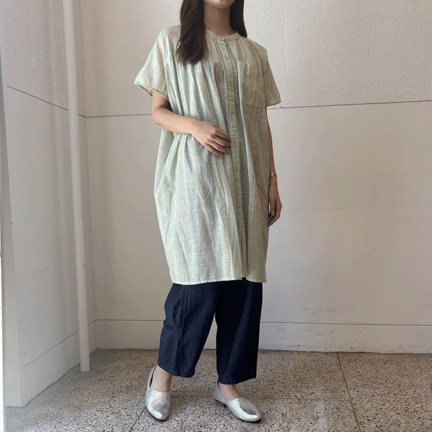 【LUPILIEN】 スラブストライプチュニックシャツ - 画像13