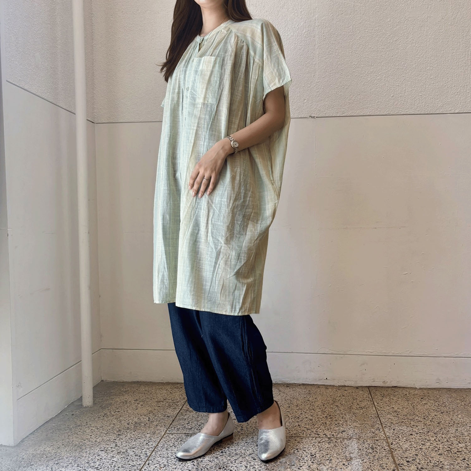 【LUPILIEN】 スラブストライプチュニックシャツ - 画像14