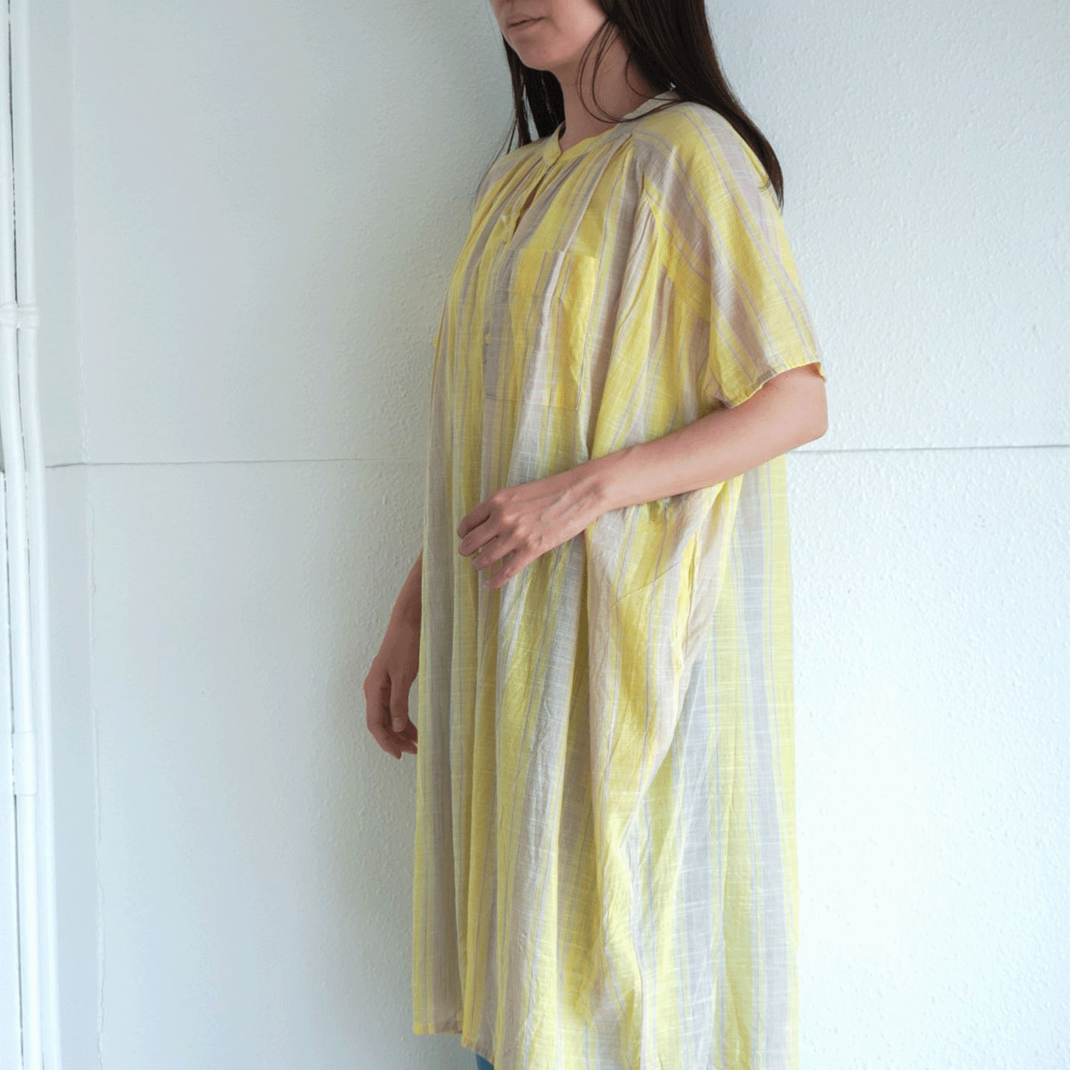 【LUPILIEN】 スラブストライプチュニックシャツ - 画像3