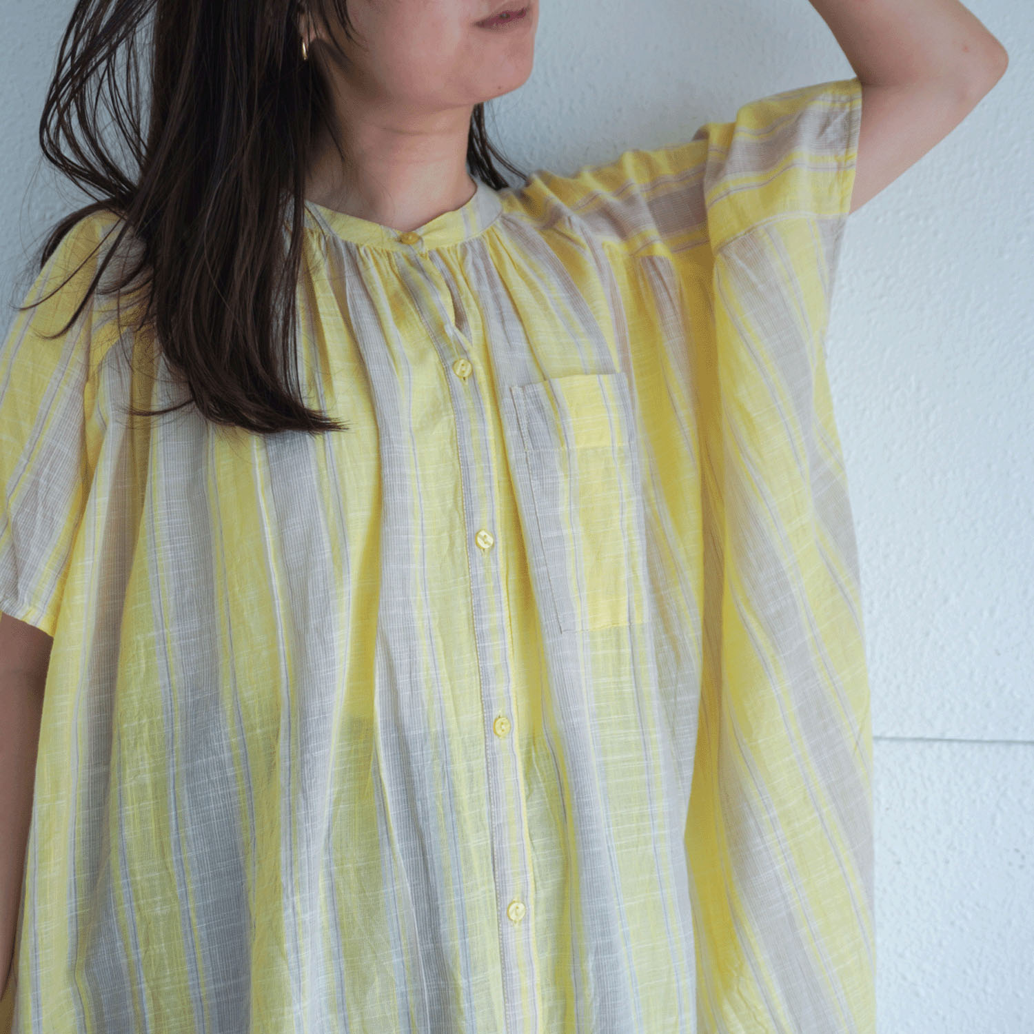 【LUPILIEN】 スラブストライプチュニックシャツ - 画像7