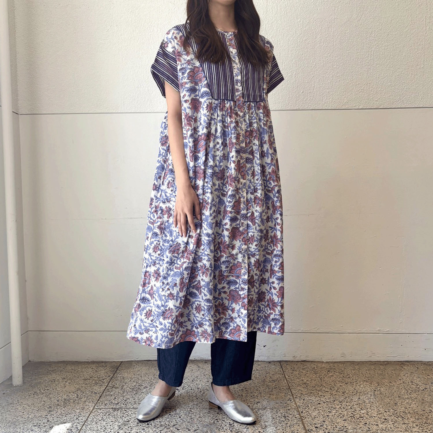 【LUPILIEN】 ブロックプリントワンピース