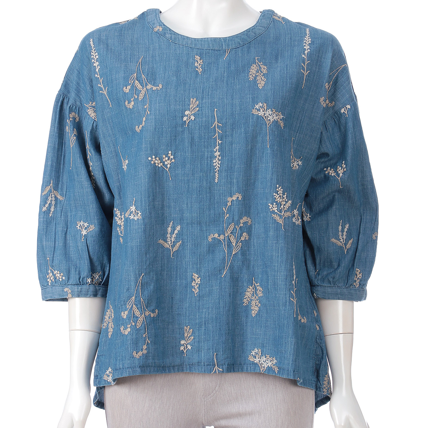 デニム刺繍チュニック - 画像1