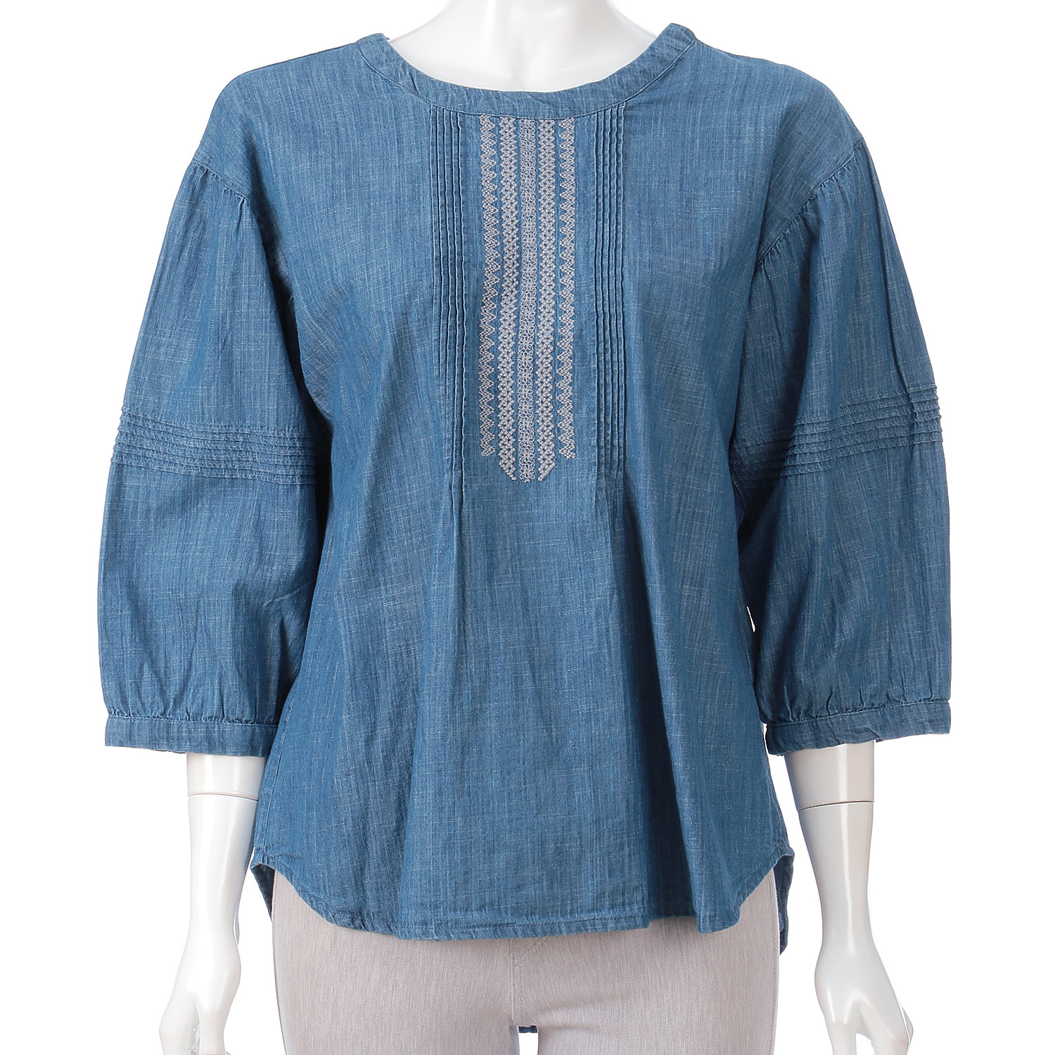デニム刺繍チュニック - 画像1