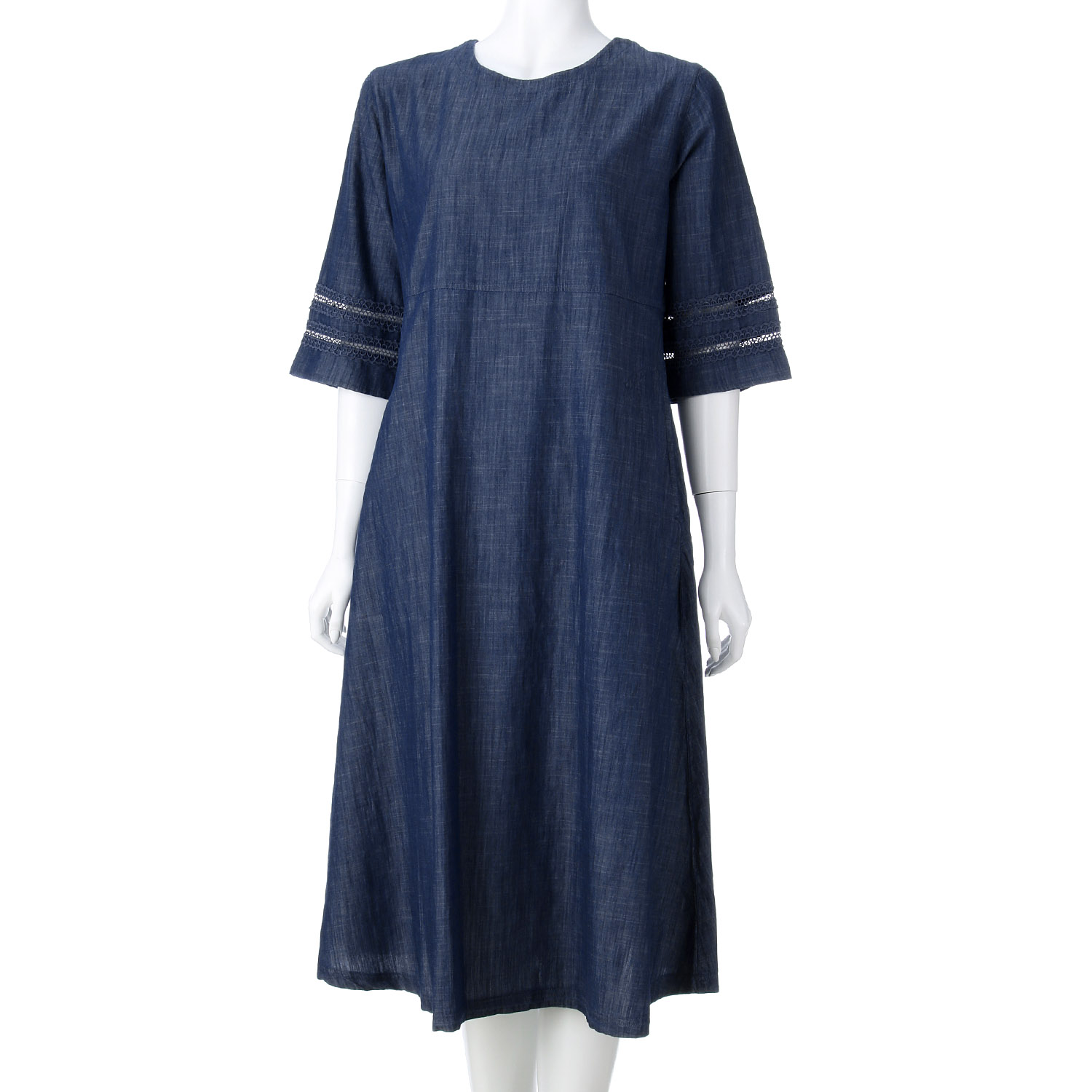 デニムレース使いワンピース - 画像2