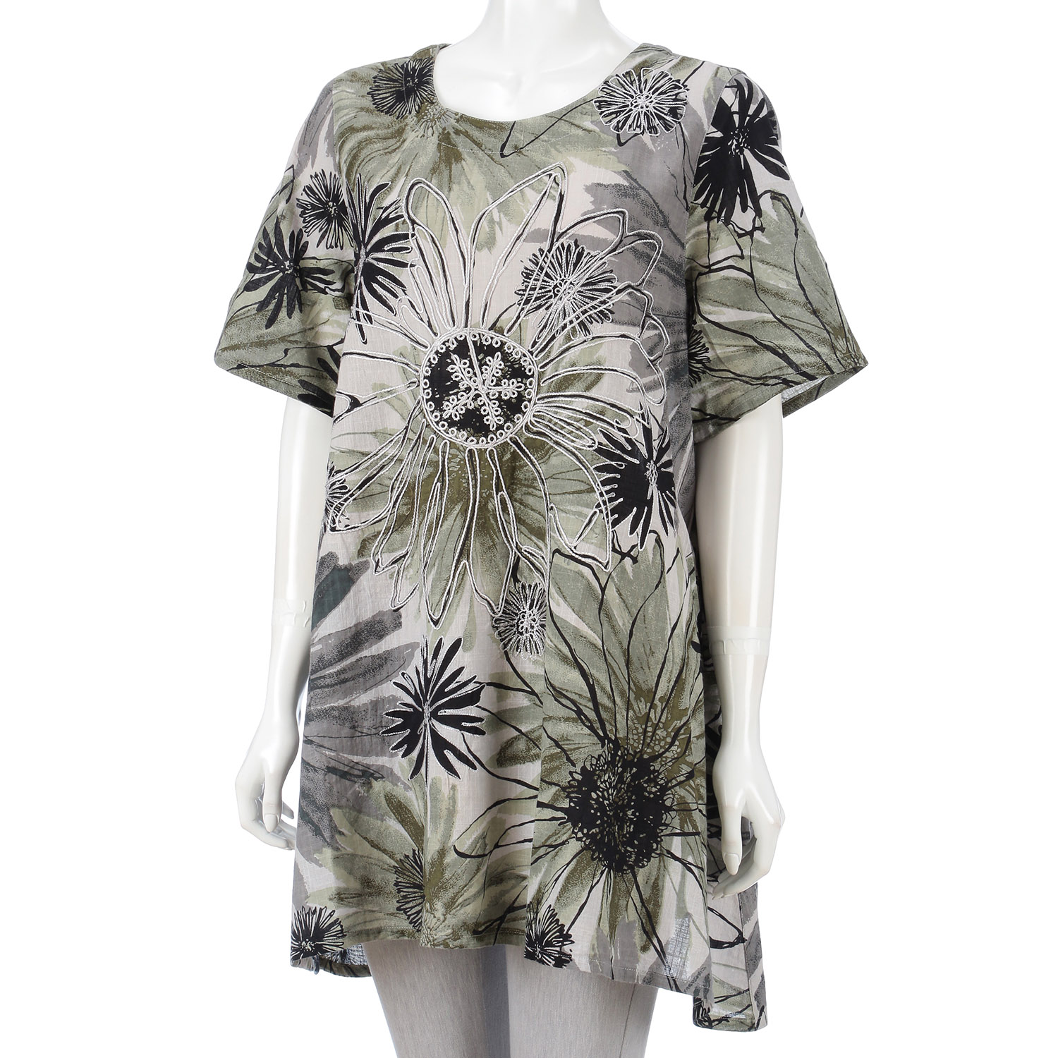 綿100％花柄コード刺繍チュニック - 画像4