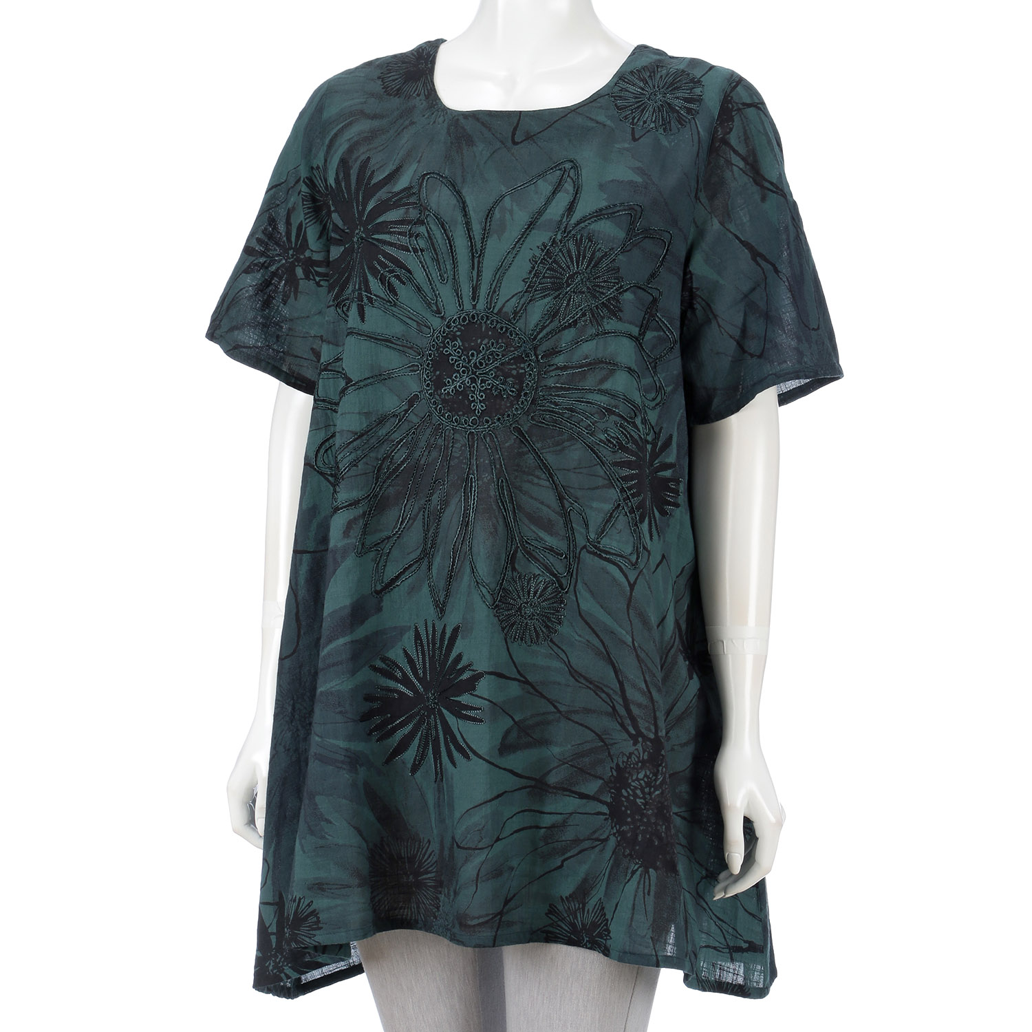 綿100％花柄コード刺繍チュニック - 画像6