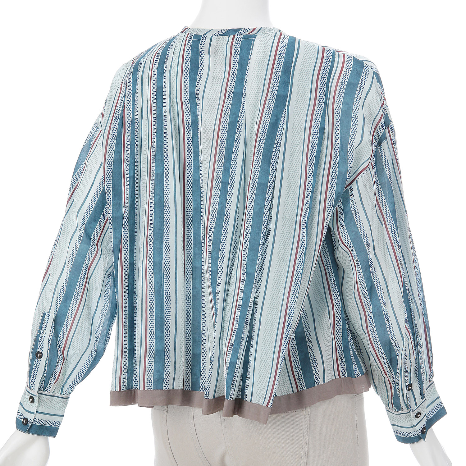 ドットストライププリントフレアブラウス - 画像2