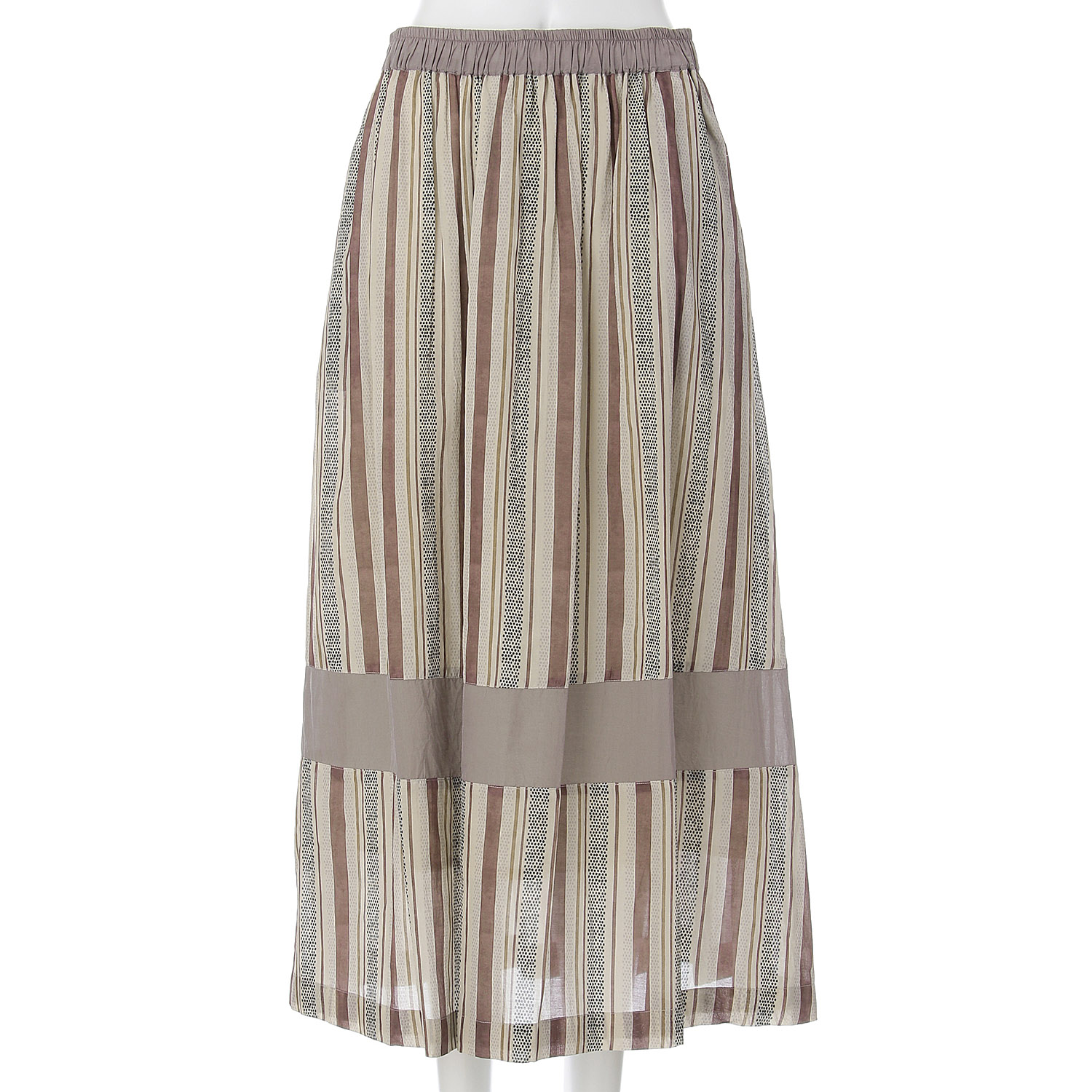 ドットストライププリントギャザースカート - 画像4