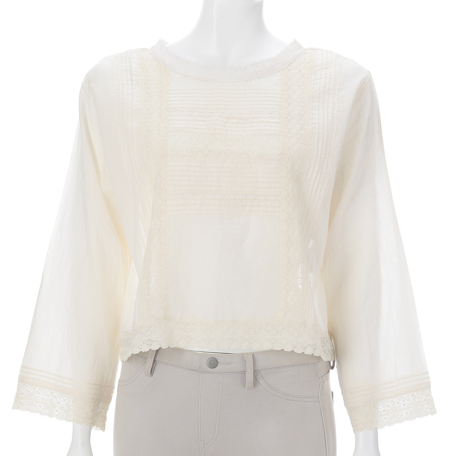 マニーレース使い2WAYリボン開きブラウス - 画像3