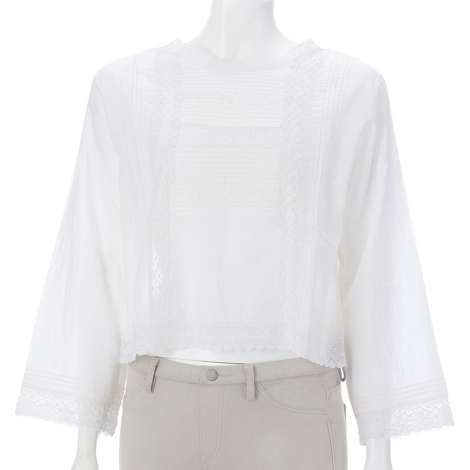 マニーレース使い2WAYリボン開きブラウス