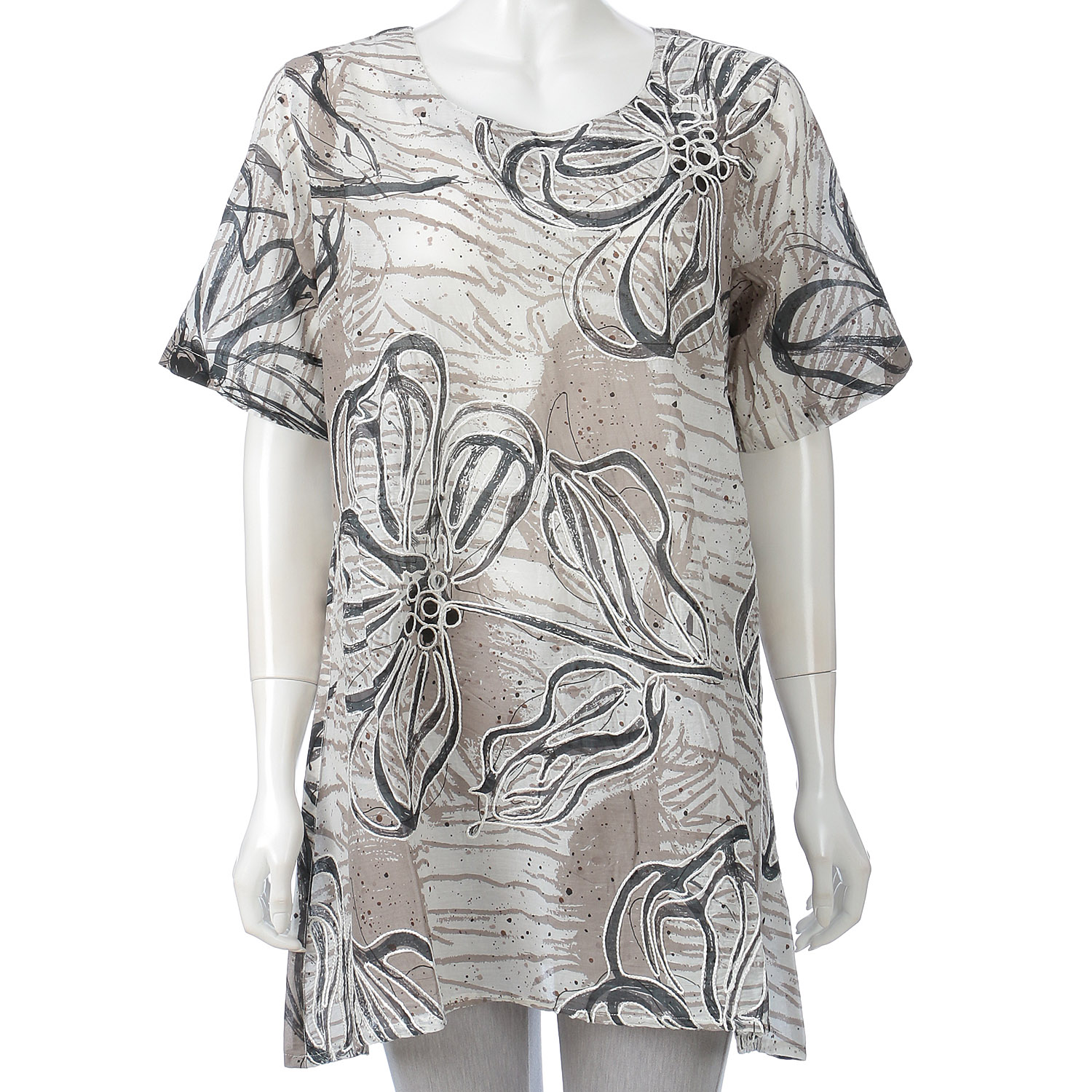 刺繍プリントチュニック - 画像1