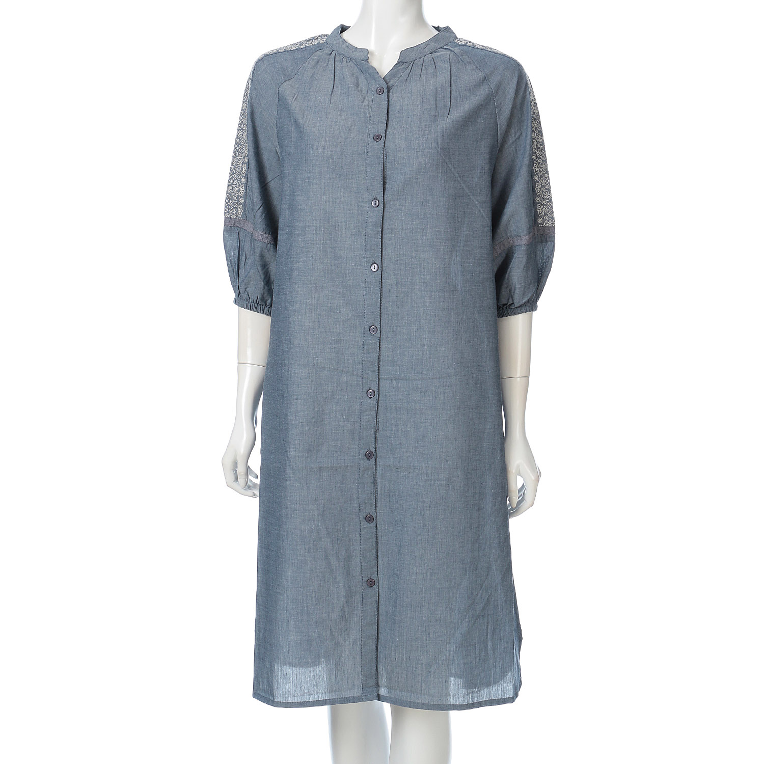 シャンブレー刺繍ブラウスワンピース - 画像5