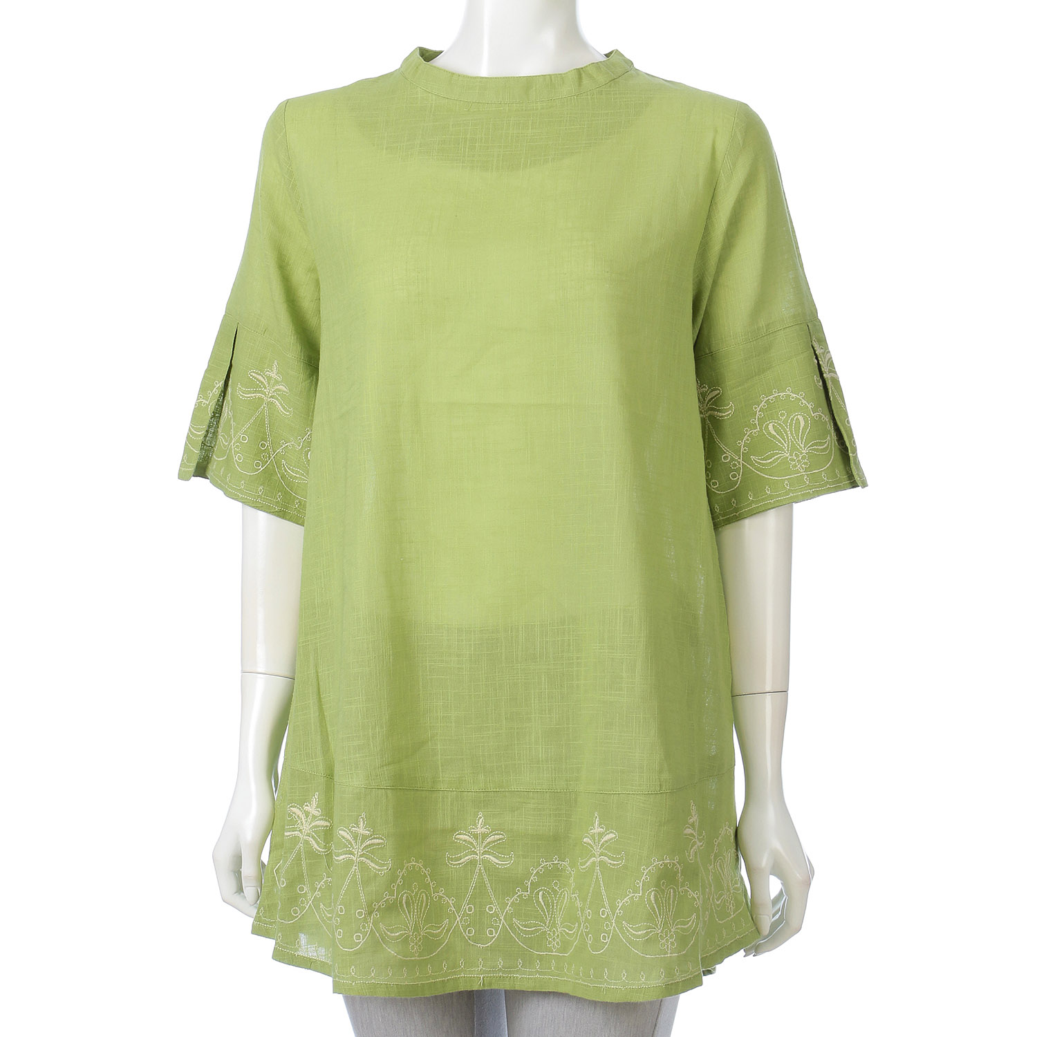 綿スラブ裾刺繍チュニック - 画像4