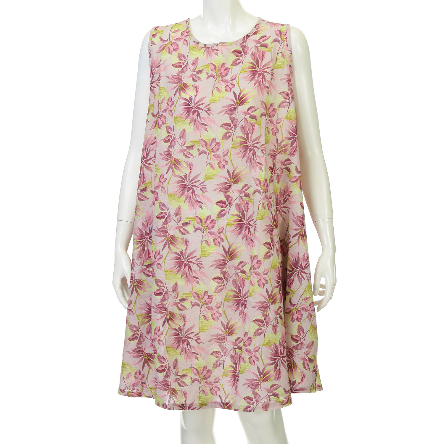 綿100花柄プリントノースリーブワンピース - 画像4