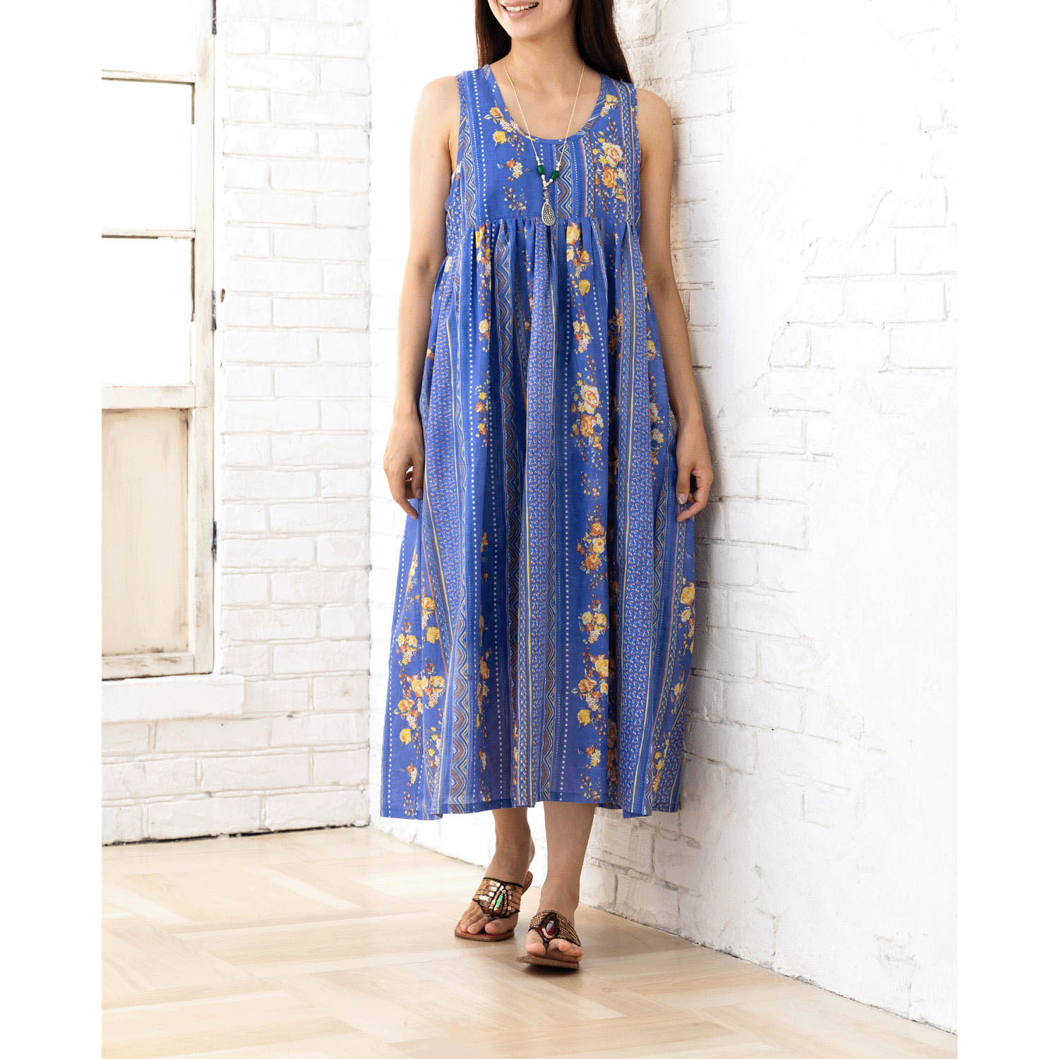 CUAインド綿 エスニック×フラワーワンピース